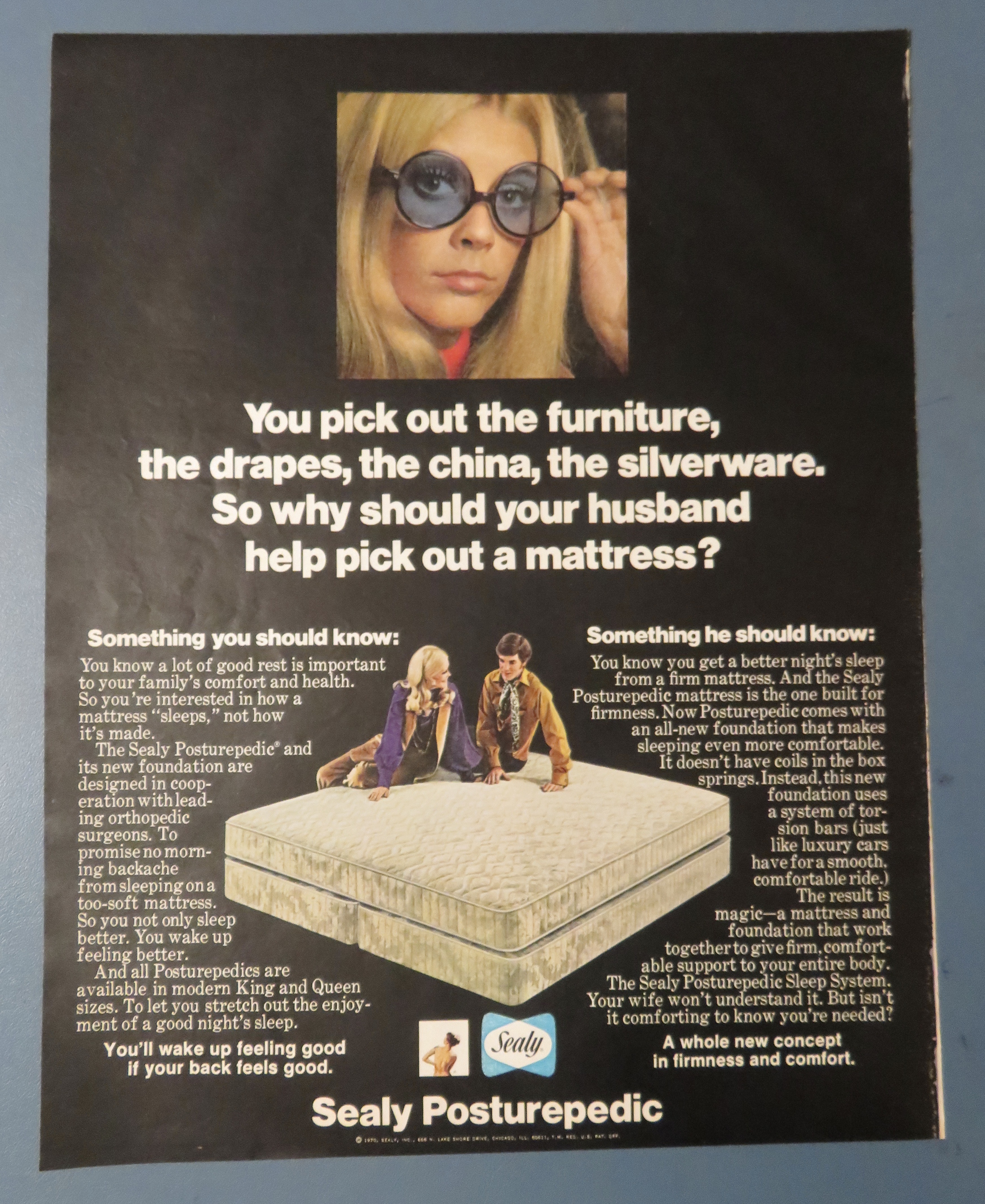 1970 Sealy Posturepedic Mattress with Man & Woman