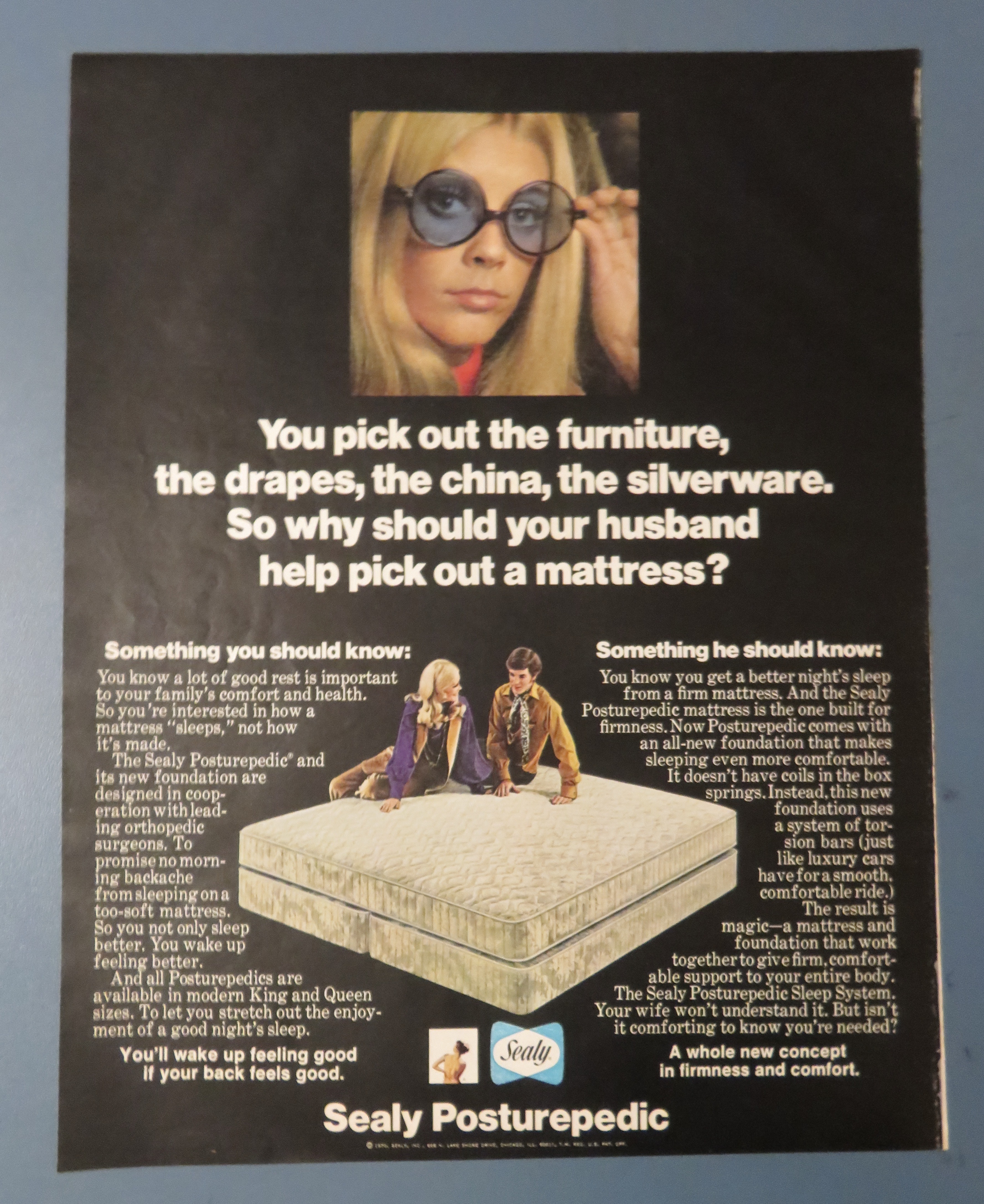 1970 Sealy Posturepedic Mattress with Man & Woman
