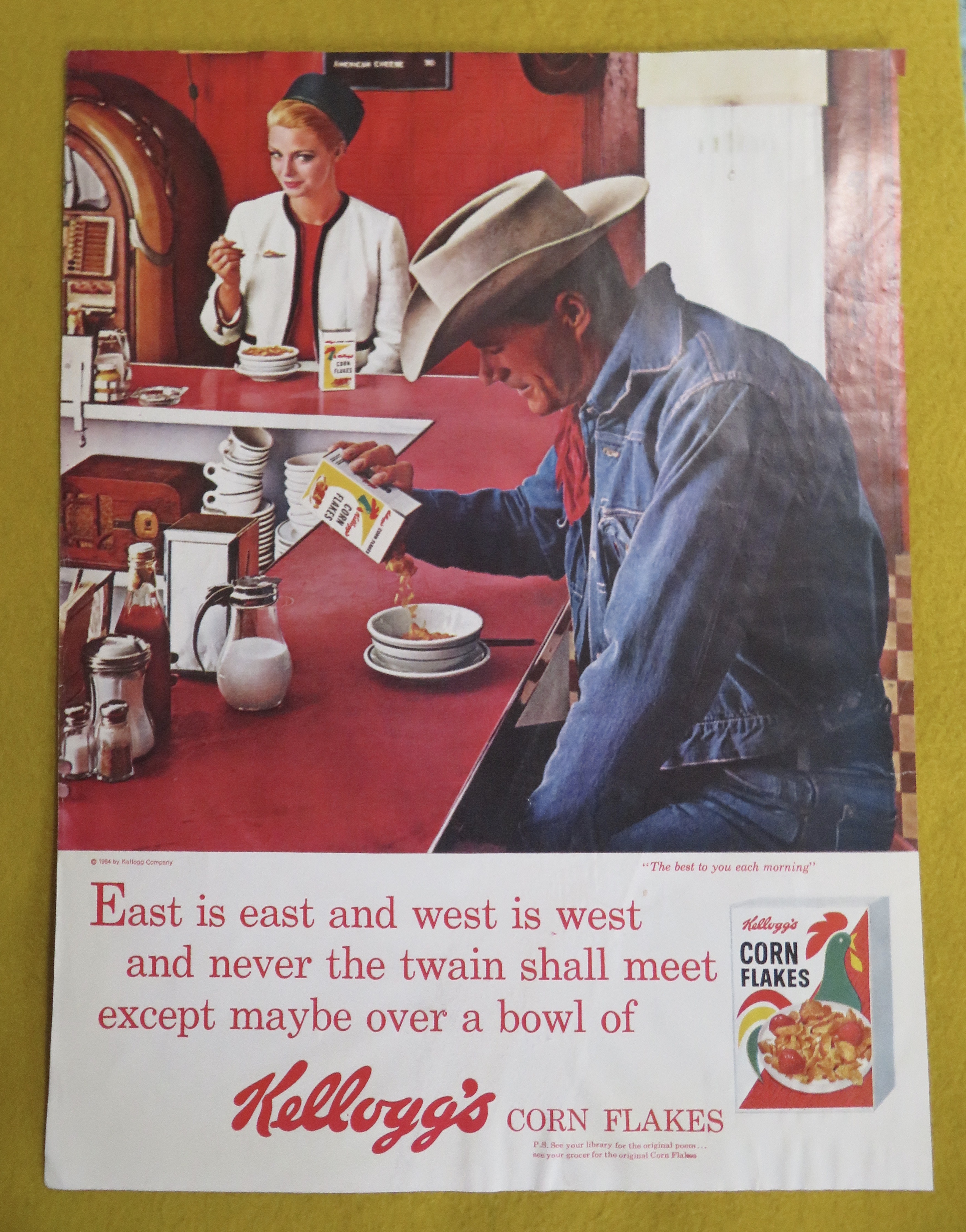 1964 Kellogg's Corn Flakes with Cowboy Pouring Cereal