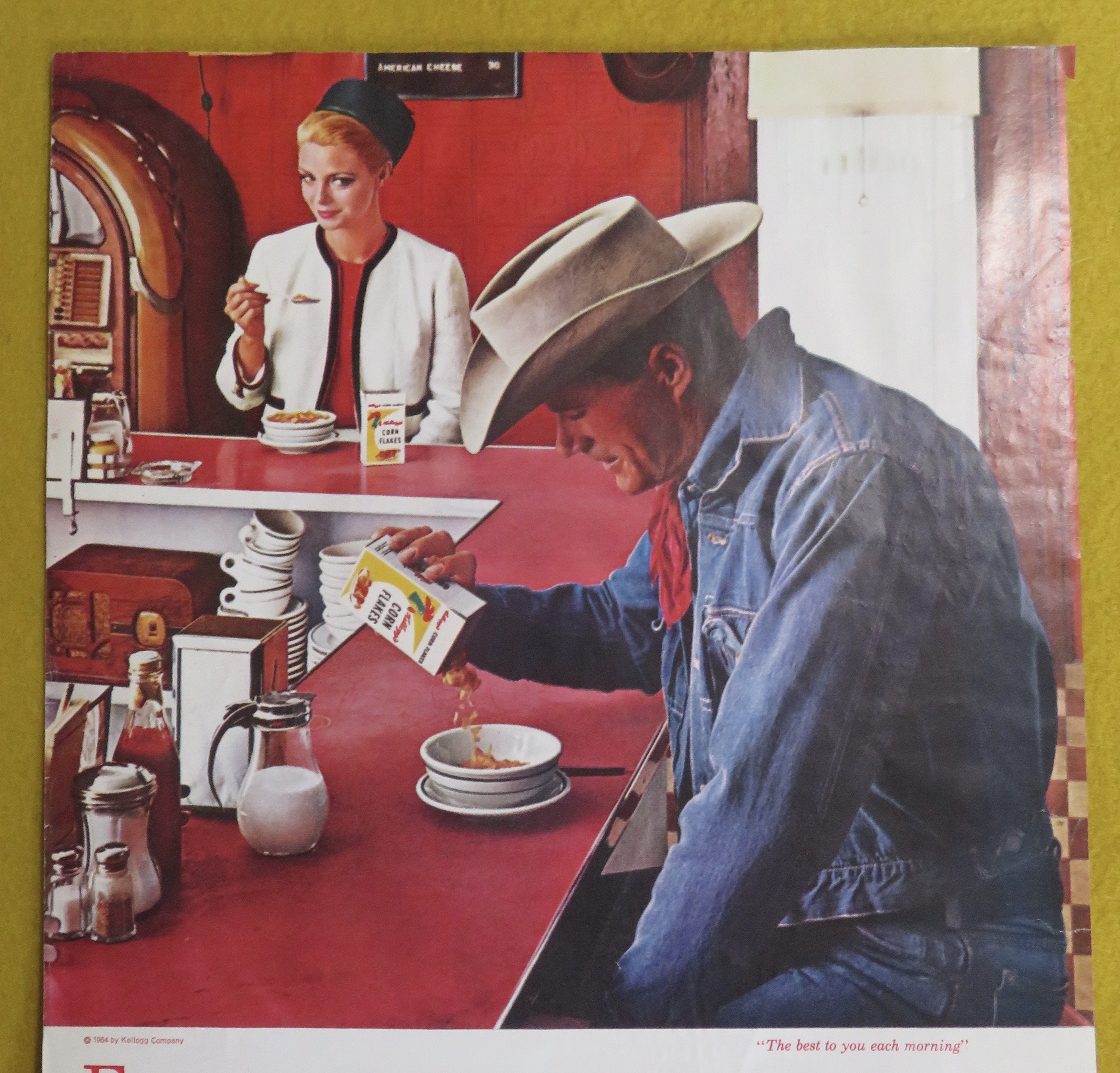 1964 Kellogg's Corn Flakes with Cowboy Pouring Cereal