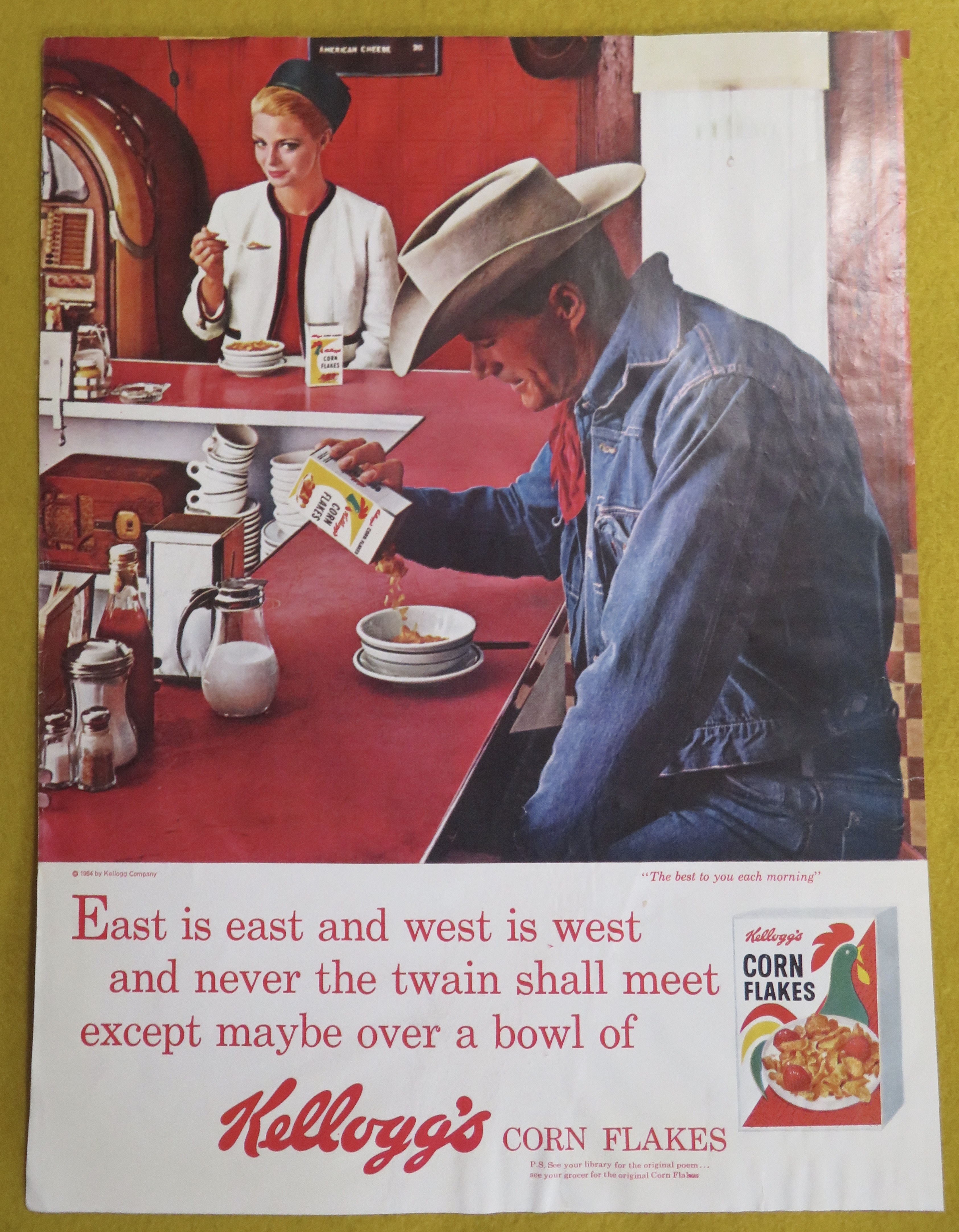 1964 Kellogg's Corn Flakes with Cowboy Pouring Cereal