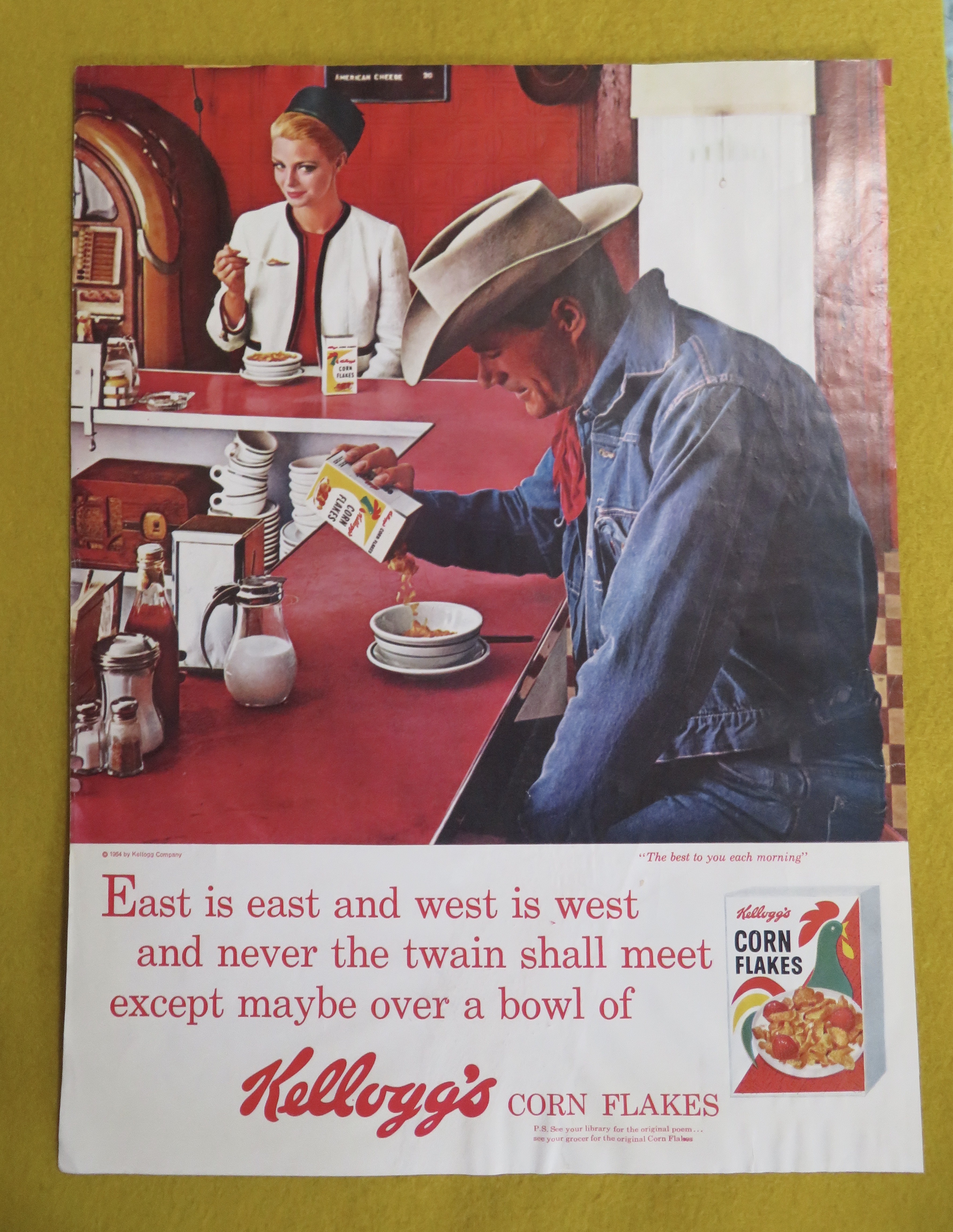 1964 Kellogg's Corn Flakes with Cowboy Pouring Cereal