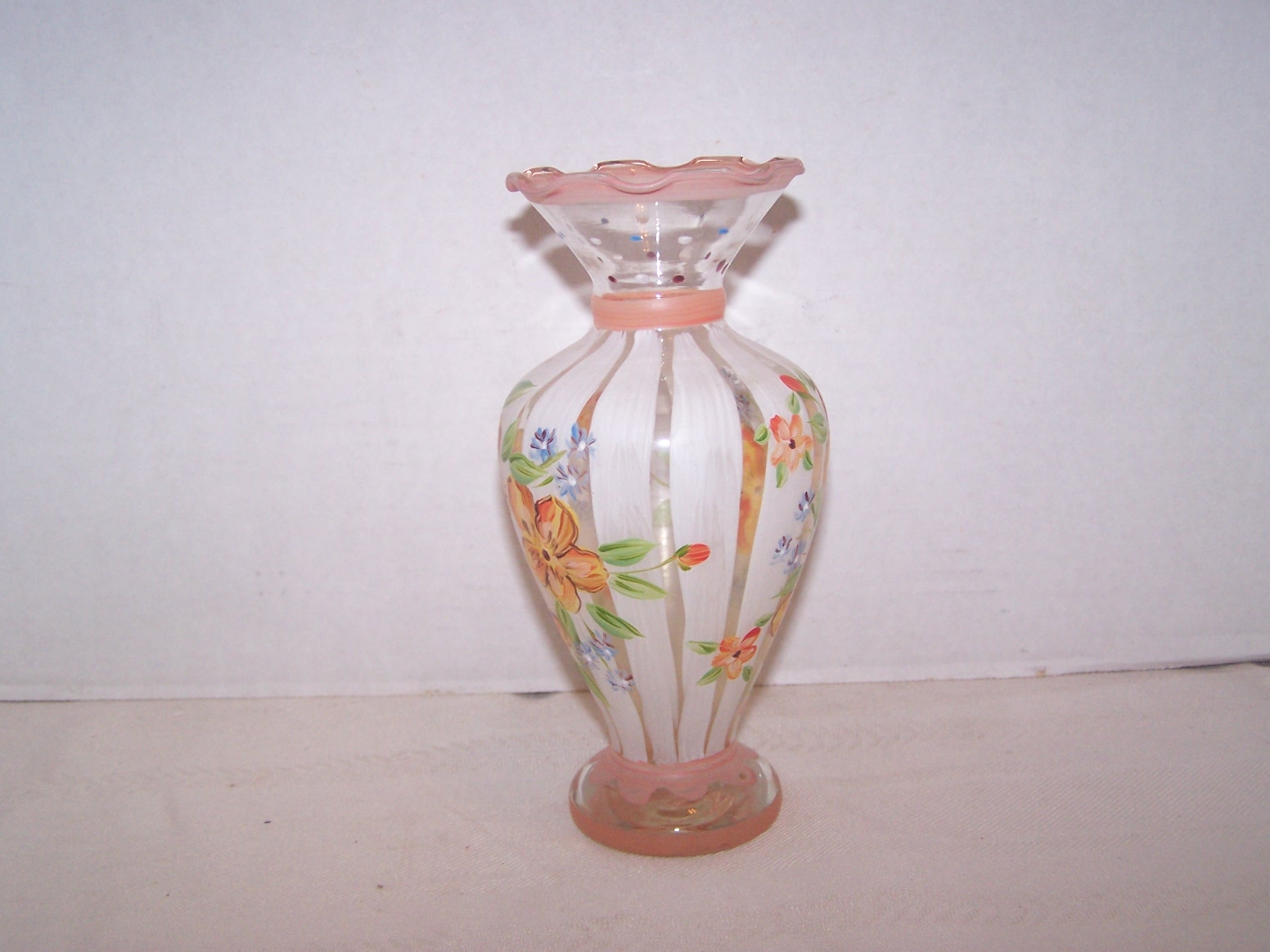 Hand Painted Small Glass Pedestal Vase