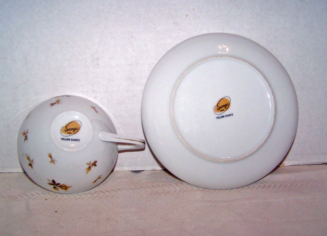Sango Cup & Small Plate, Yellow Chintz, Japan