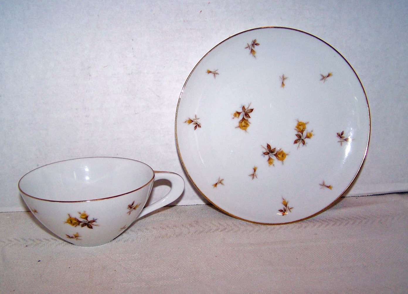 Sango Cup & Small Plate, Yellow Chintz, Japan