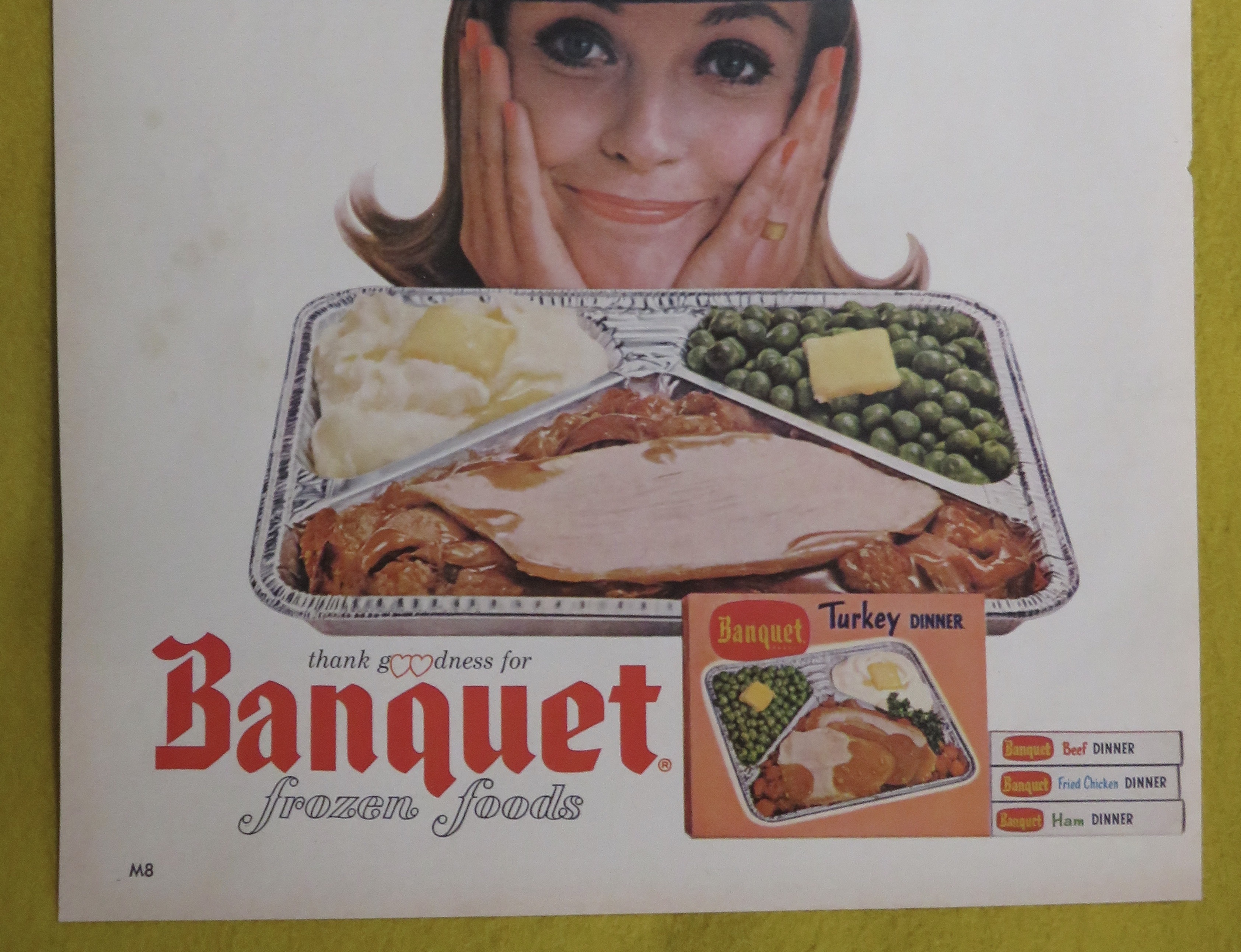 1964 Banquet Turkey Dinner w/ Woman in Pilgrim Hat