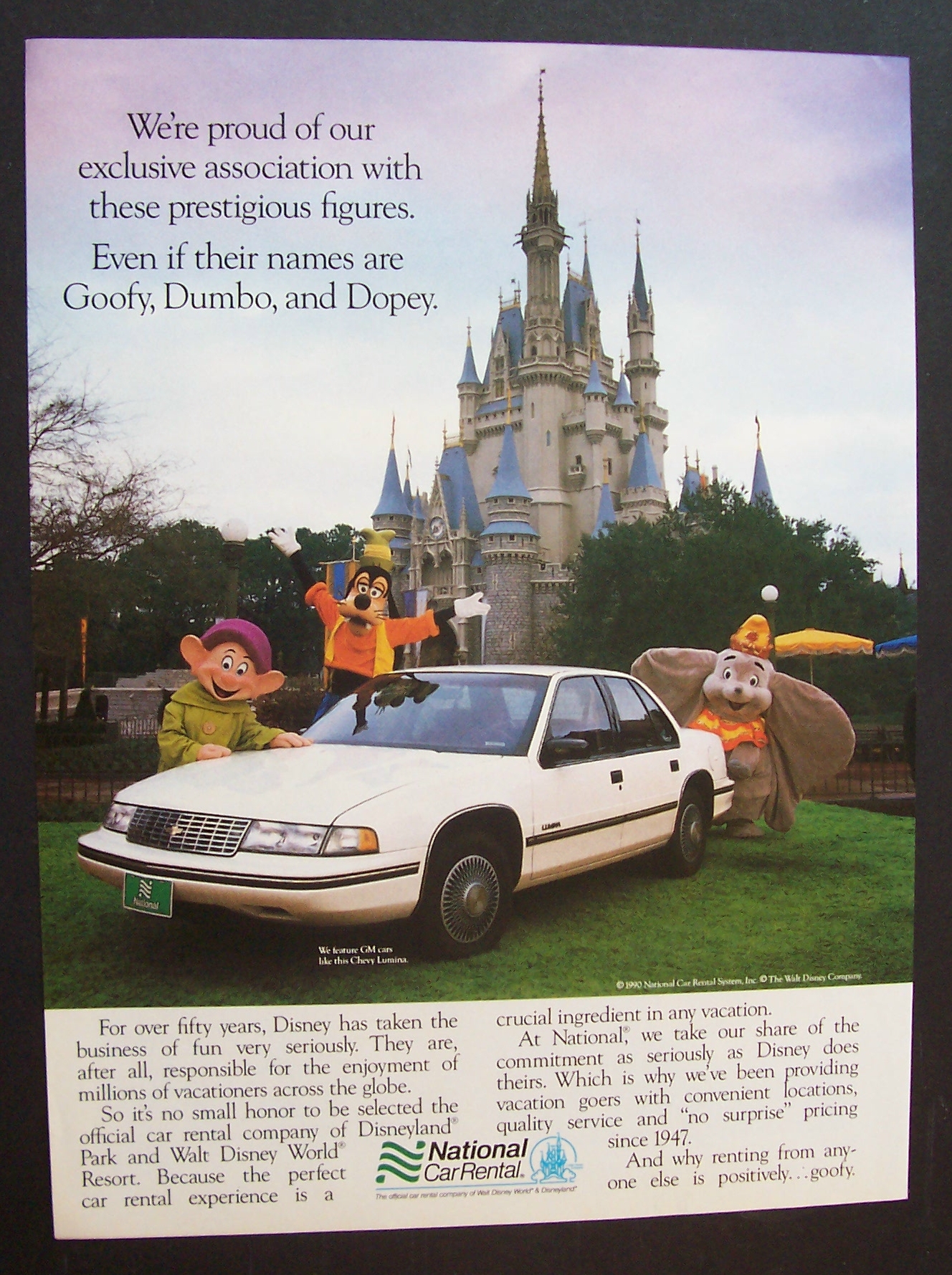 1990 National Car Rental w/ Walt Disney's Goofy & More