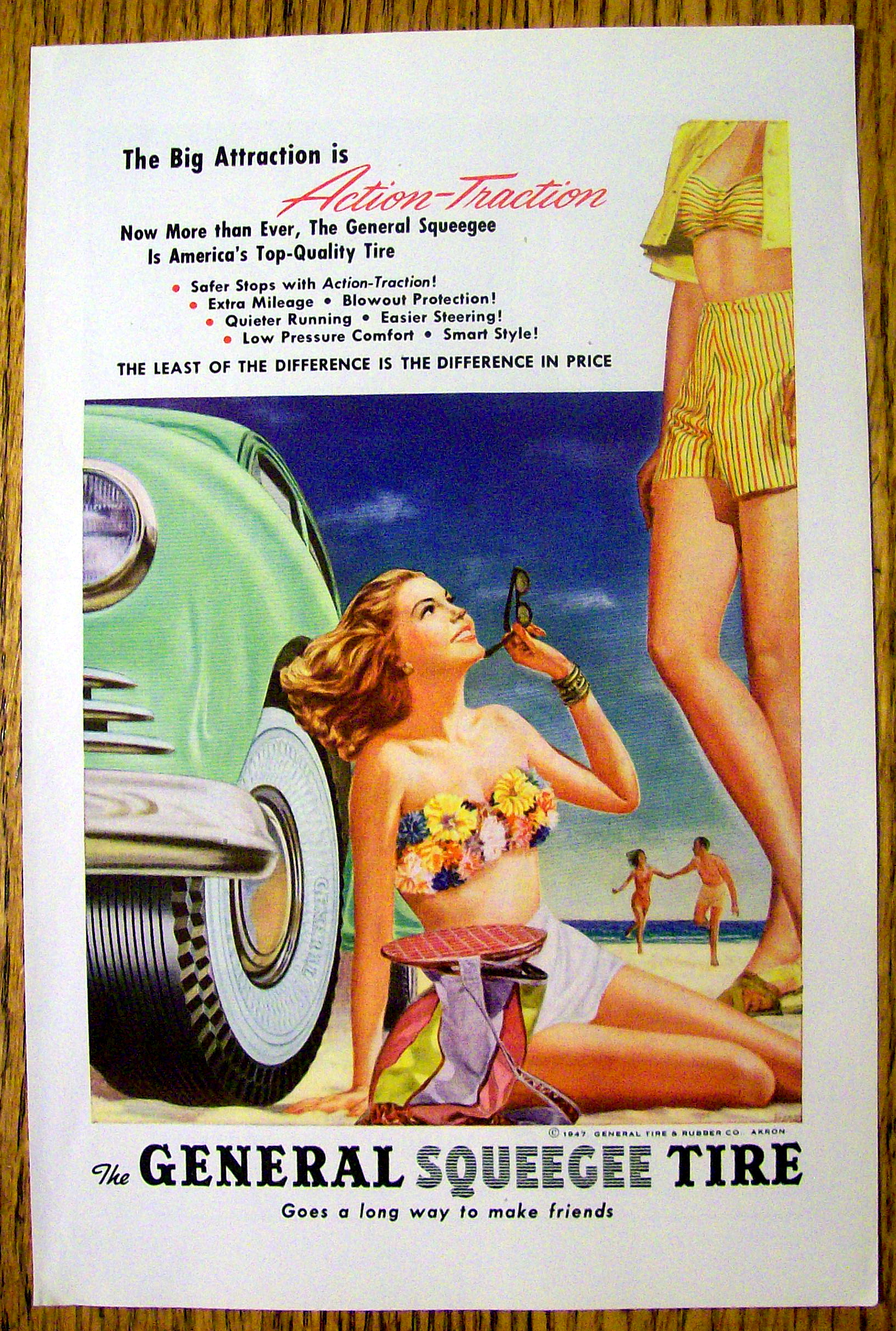 1947 General Squeegee Tire with 2 Women Talking By Car