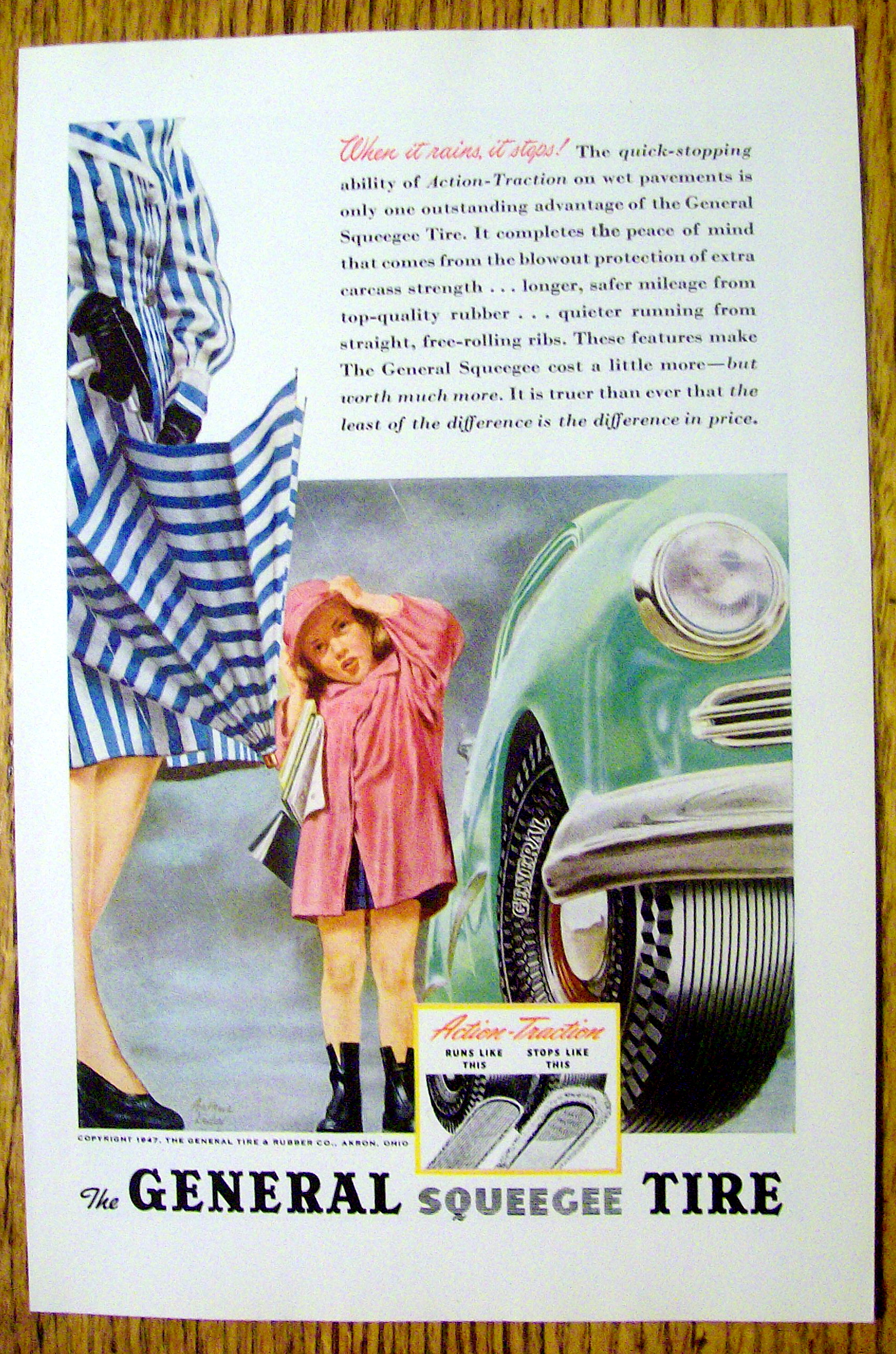 1947 General Squeegee Tire with Woman Holding Umbrella