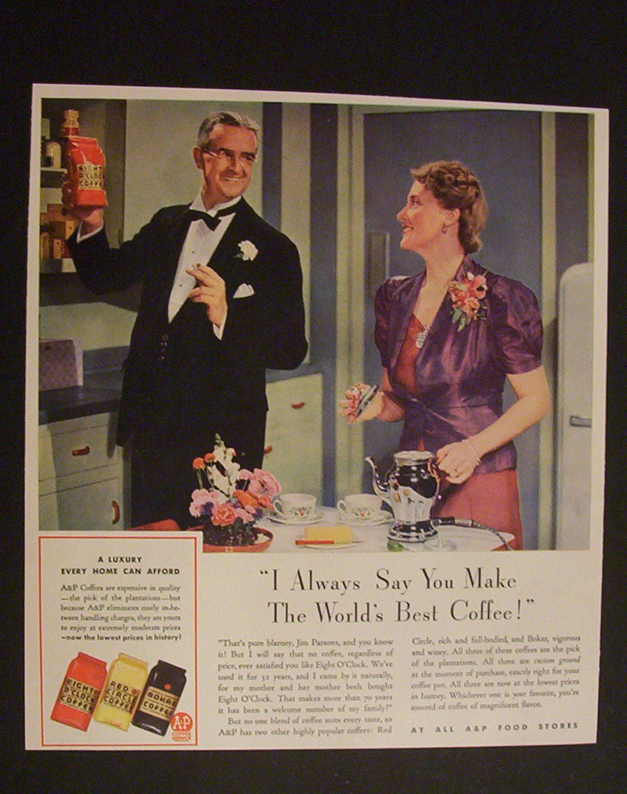 Vintage Ad: 1941  Eight  O  Clock  Coffee