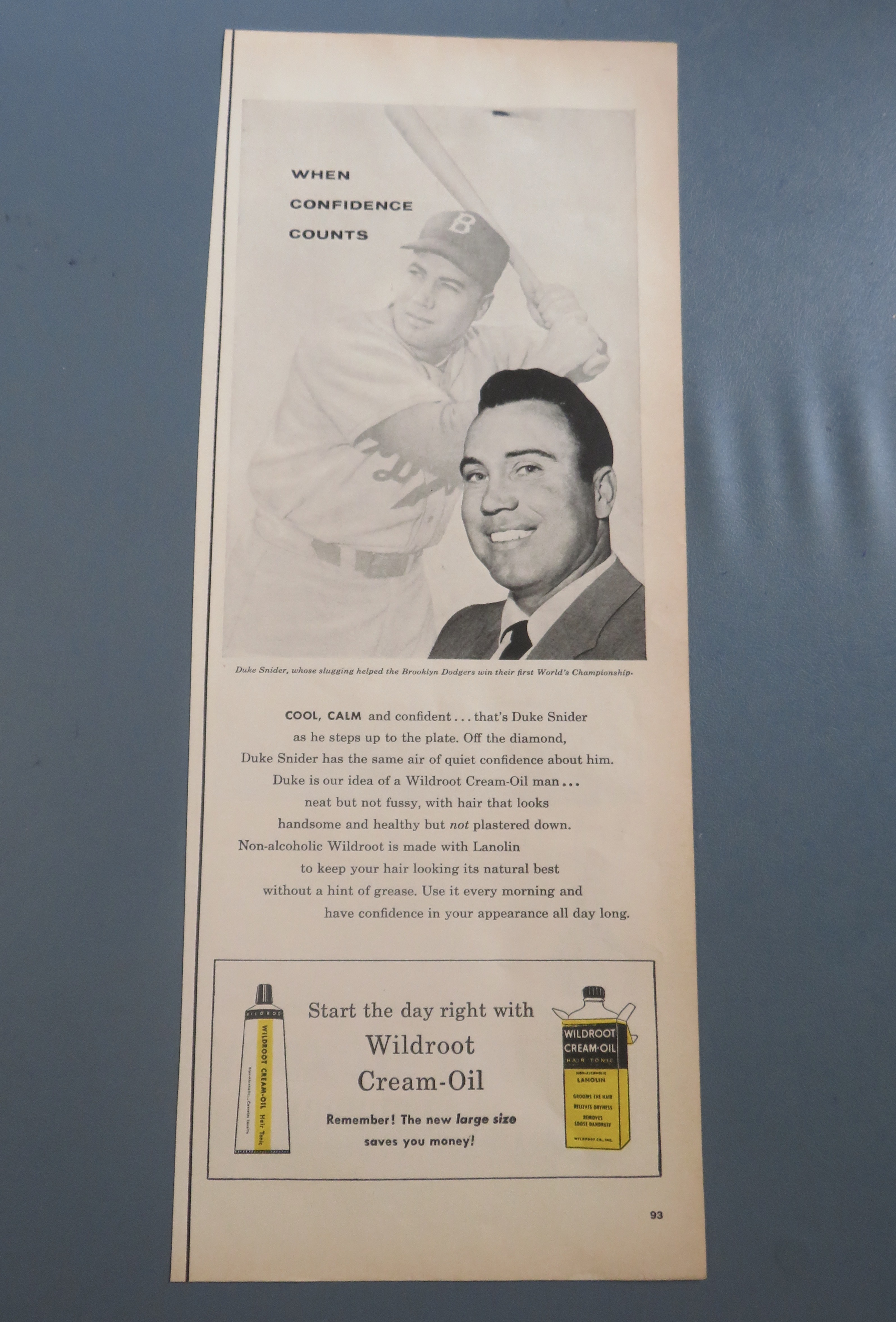 1956 Wildroot Cream Oil w/Brooklyn Dodger's Duke Snider