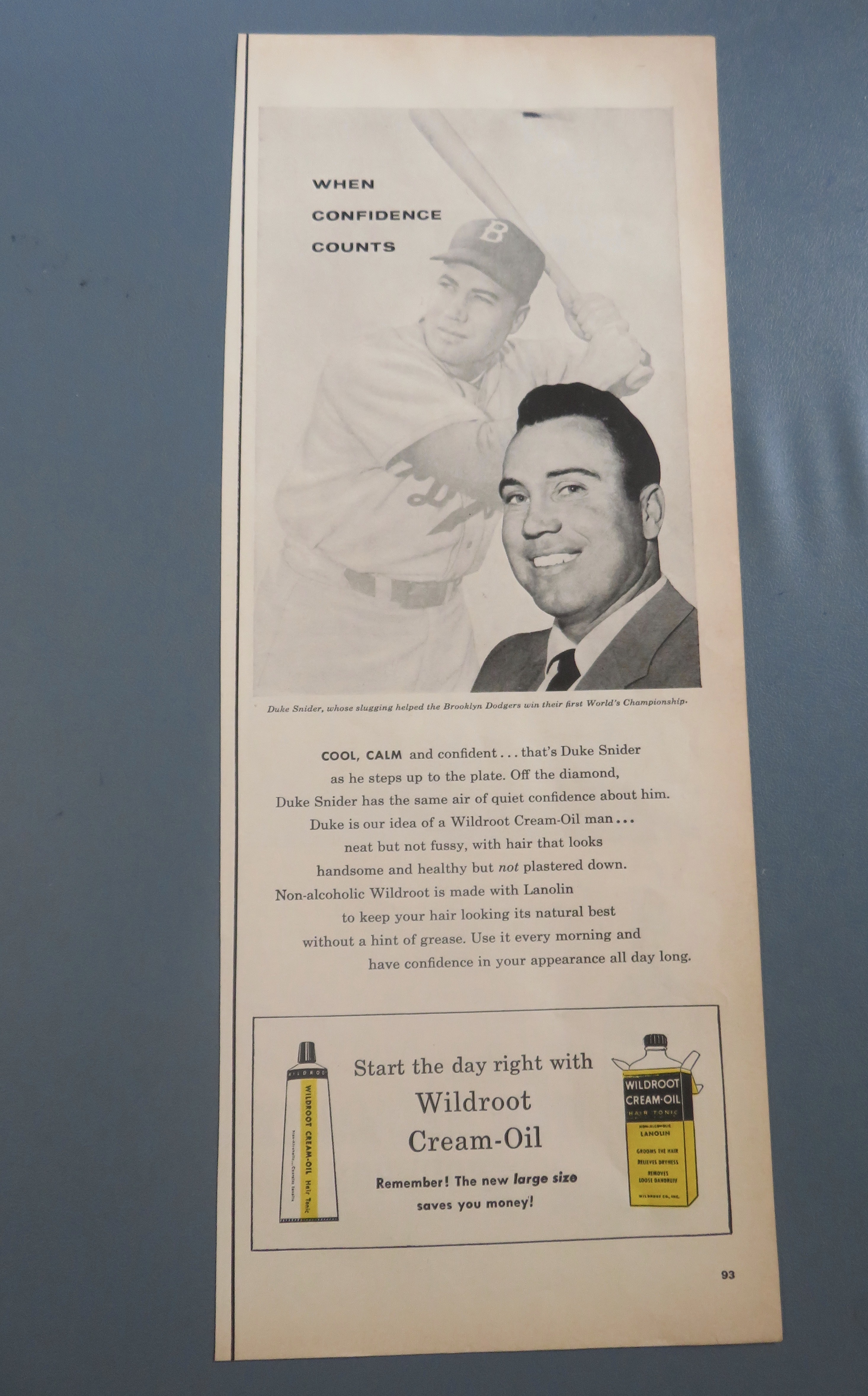 1956 Wildroot Cream Oil w/Brooklyn Dodger's Duke Snider