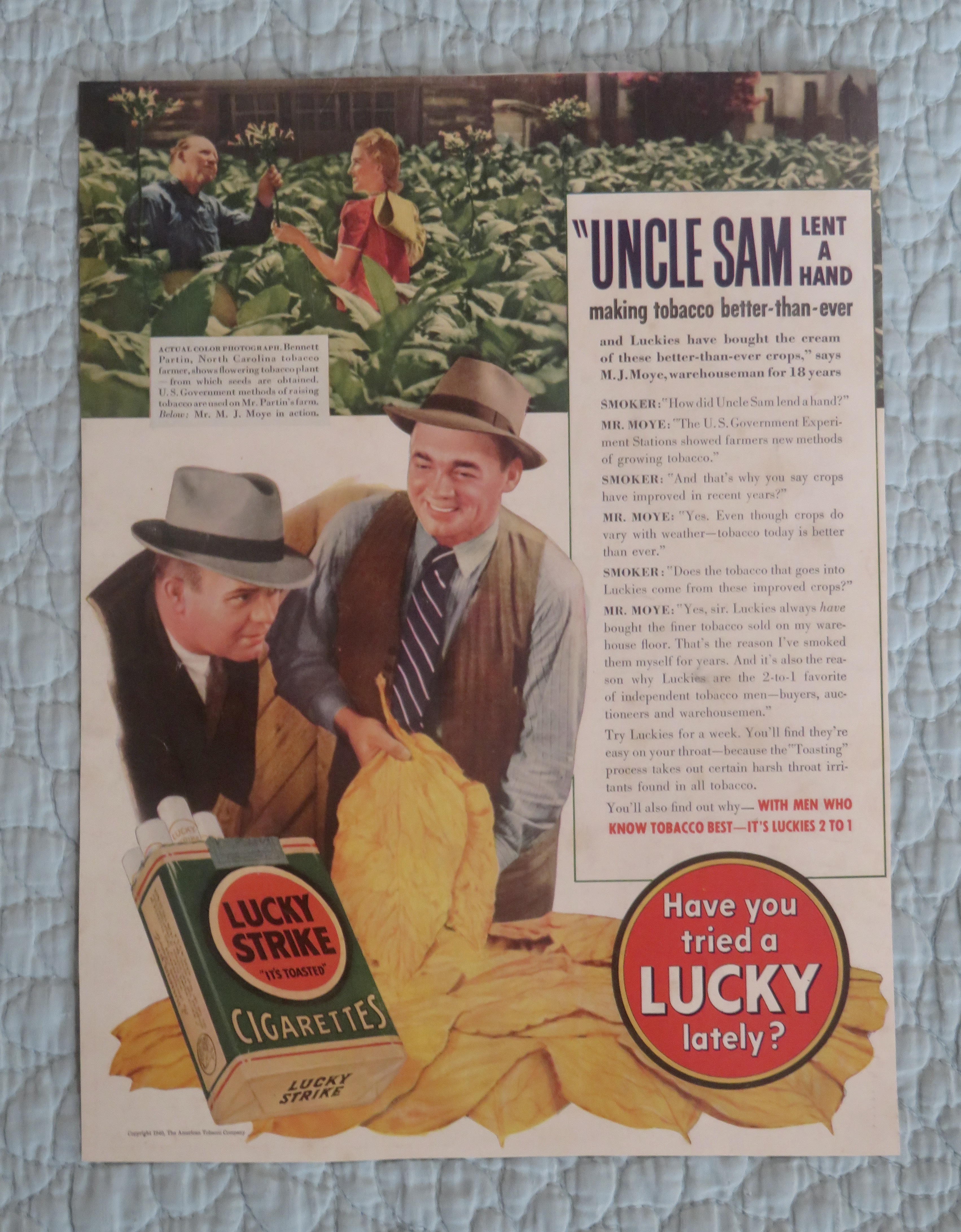 1940 Lucky Strike Cigarettes with Bennett Partin