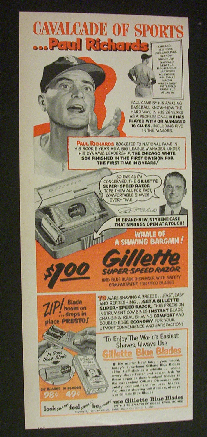 1952 Gillette Super-Speed Razor w/ Paul  Richards