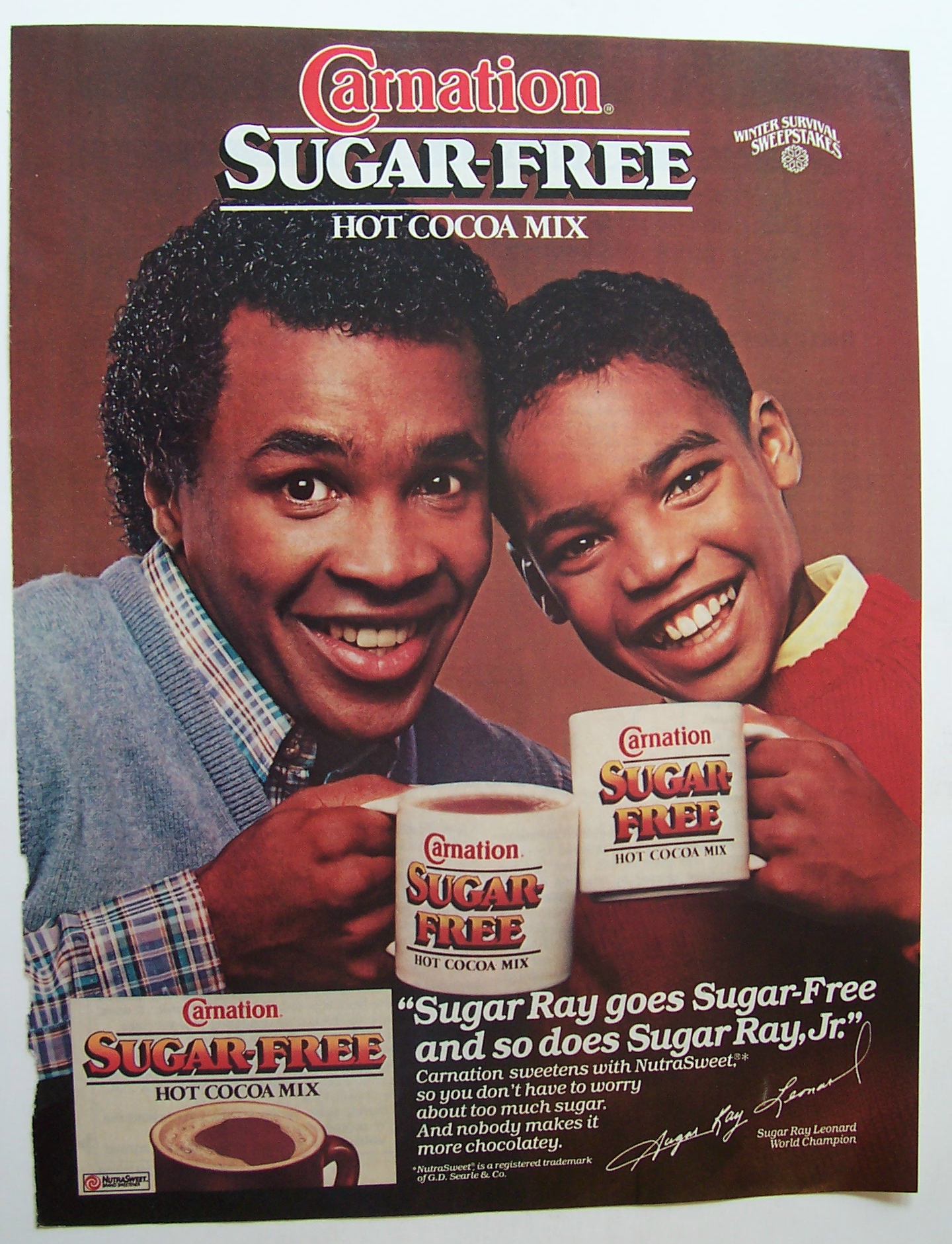 Vintage Ad: 1985 Carnation Hot Cocoa Mix w/Sugar Ray