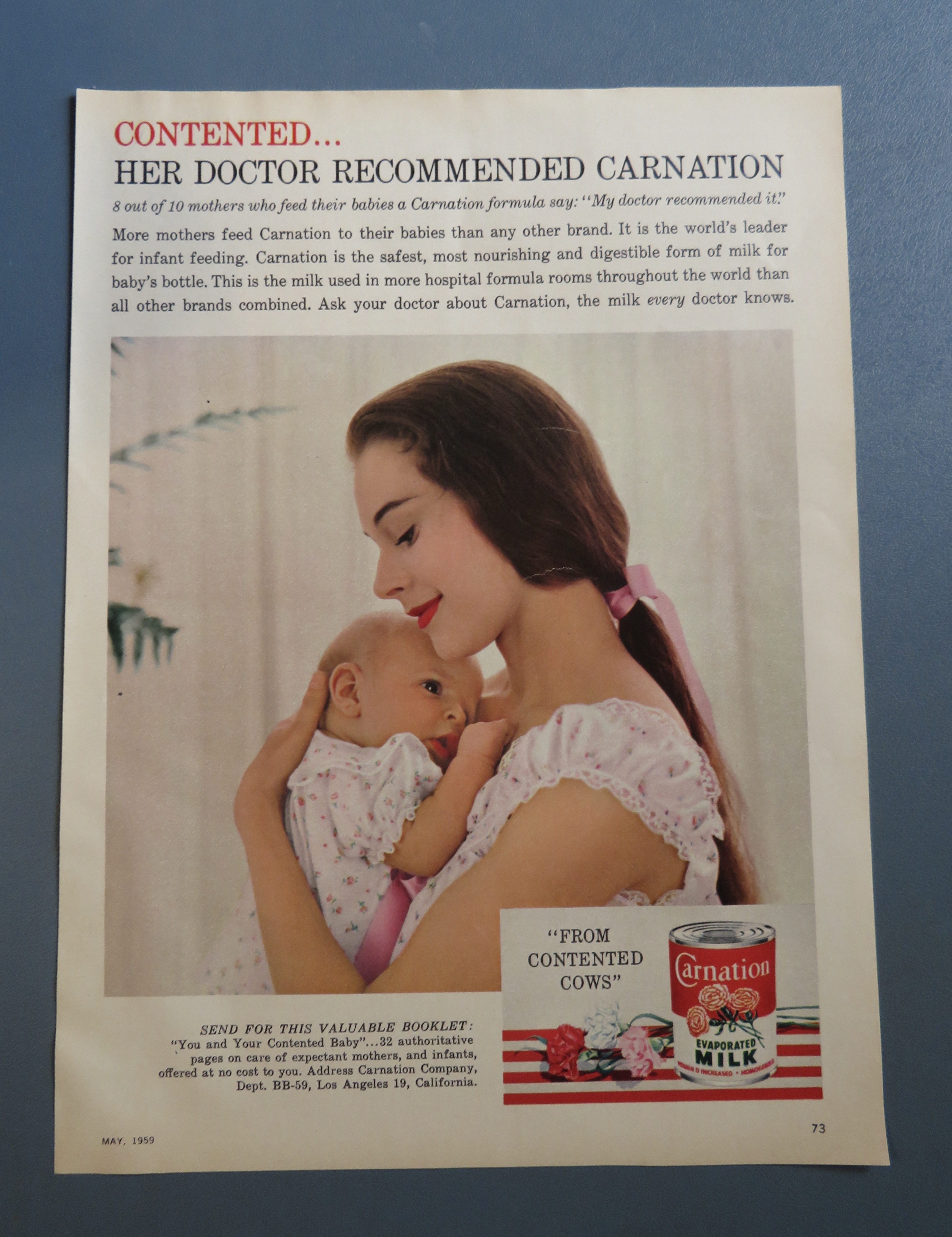 1959 Carnation Milk with Woman Holding Baby