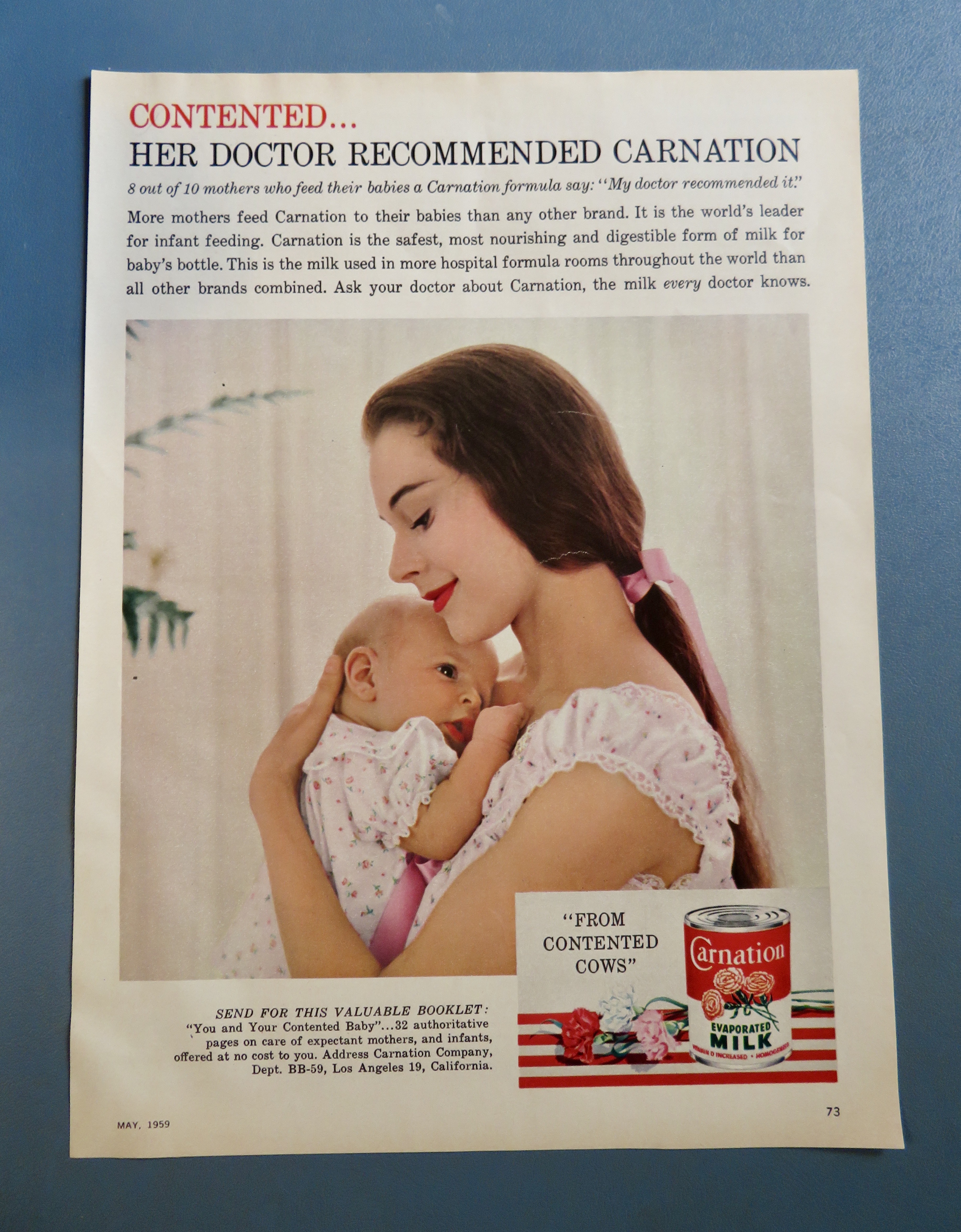 1959 Carnation Milk with Woman Holding Baby