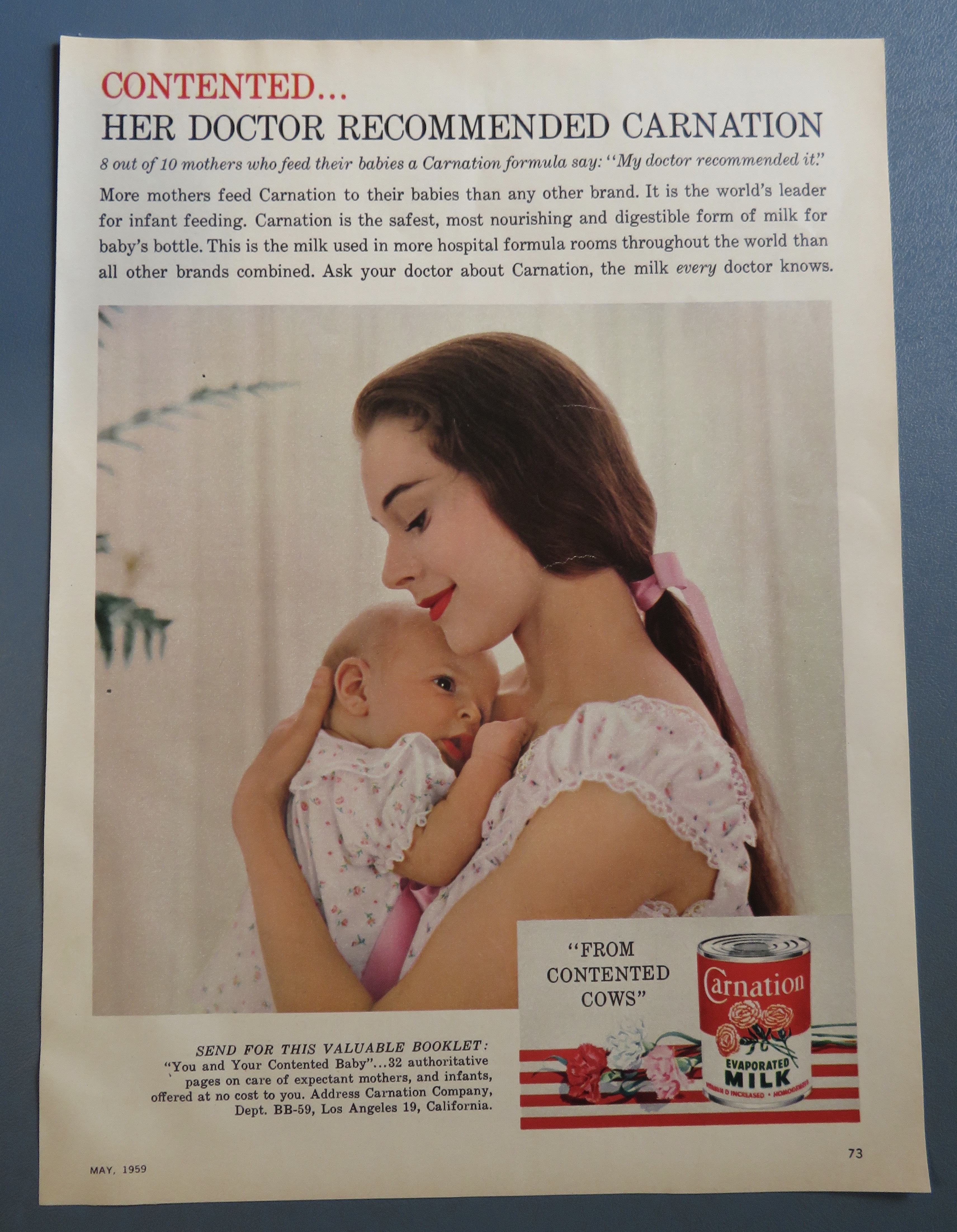 1959 Carnation Milk with Woman Holding Baby