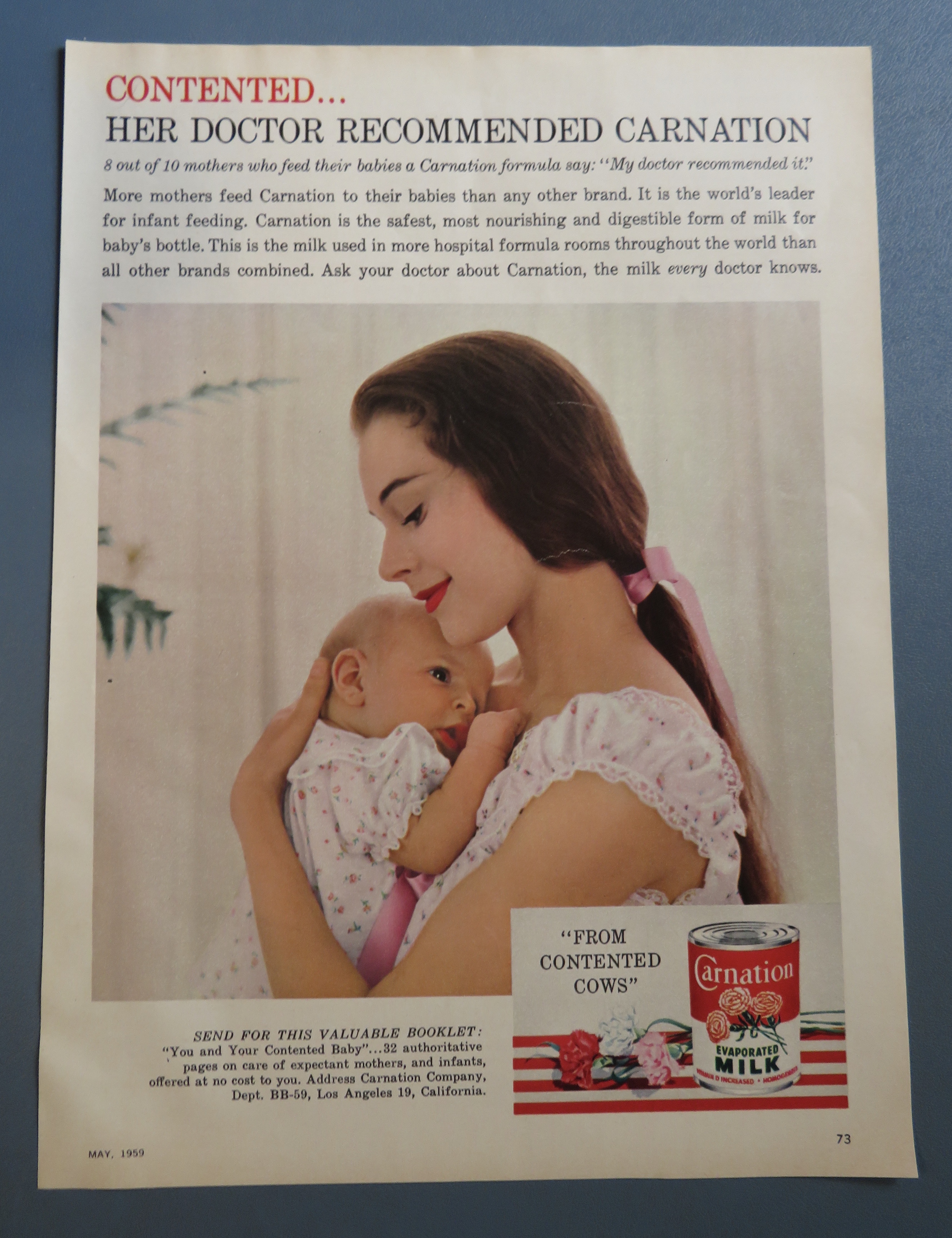 1959 Carnation Milk with Woman Holding Baby