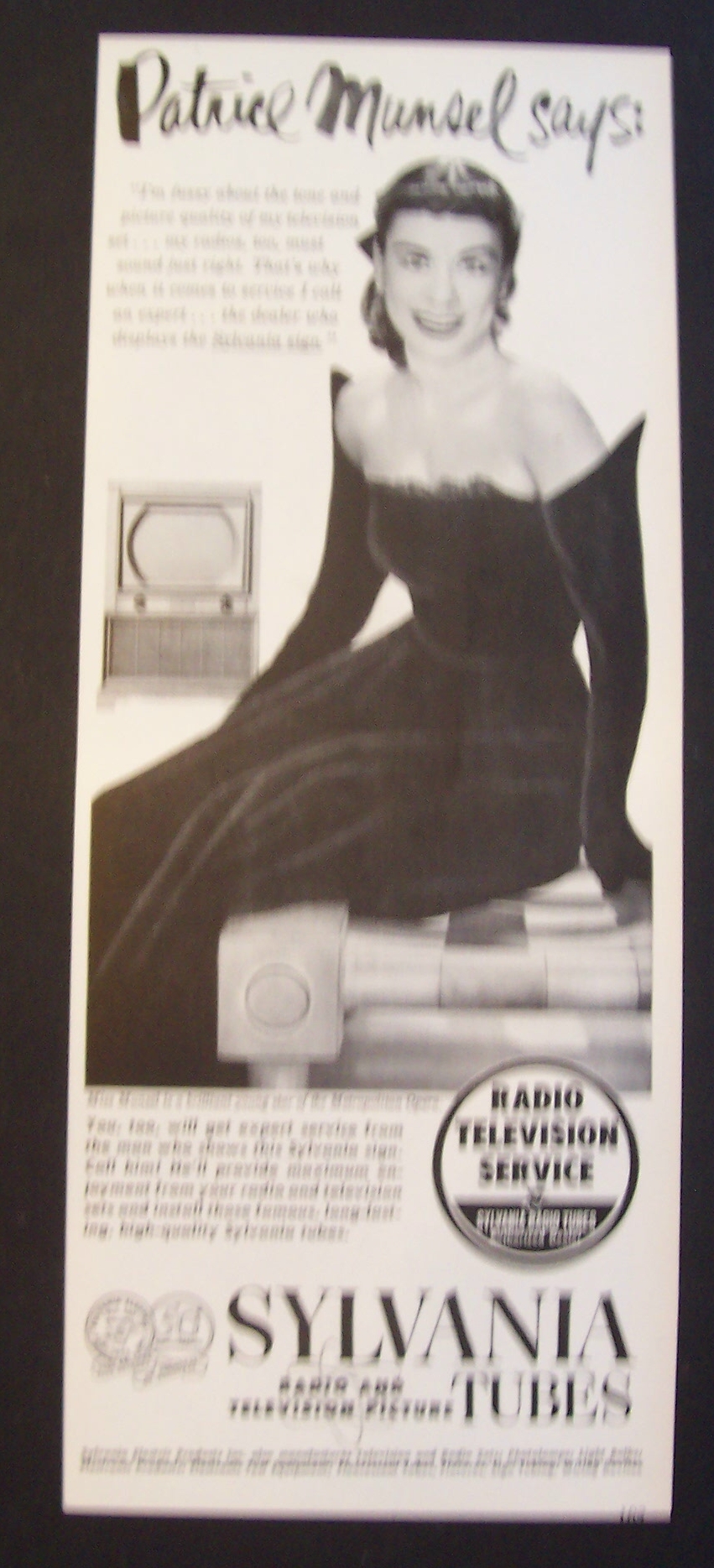 Vintage Ad: 1951 Sylvania Tubes with Patrice Munsel