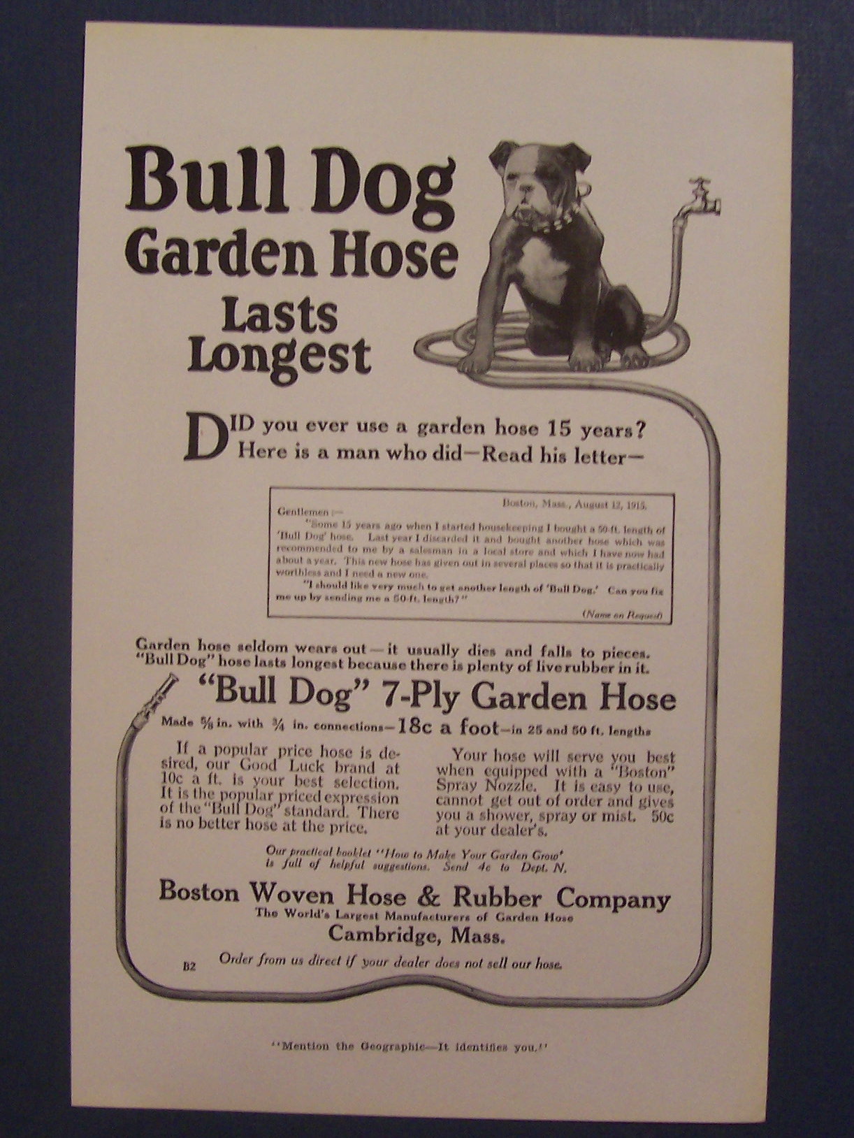 1916  Bull  Dog  Garden  Hose