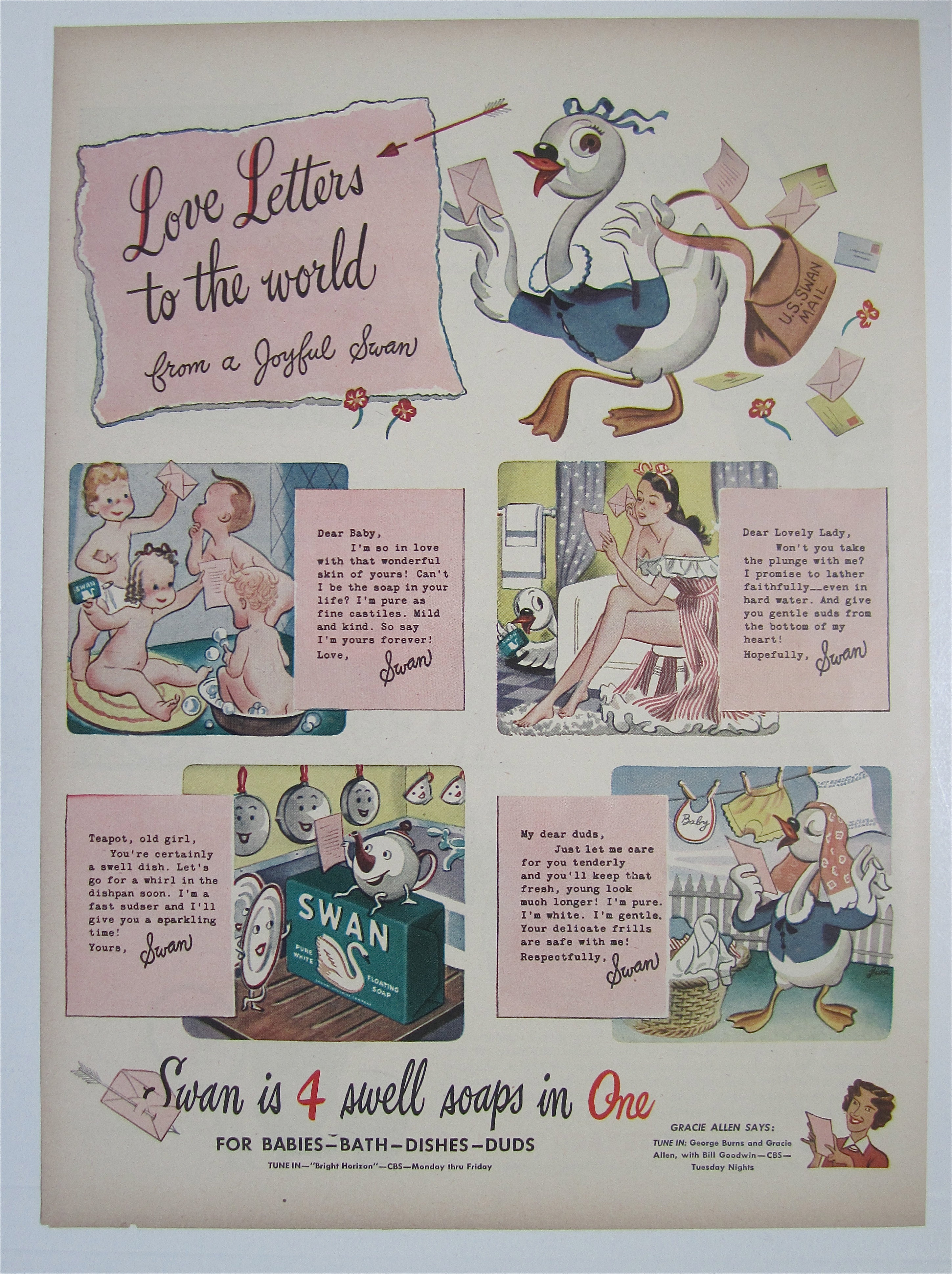 1944 Swan Soap with Love Letters To The World