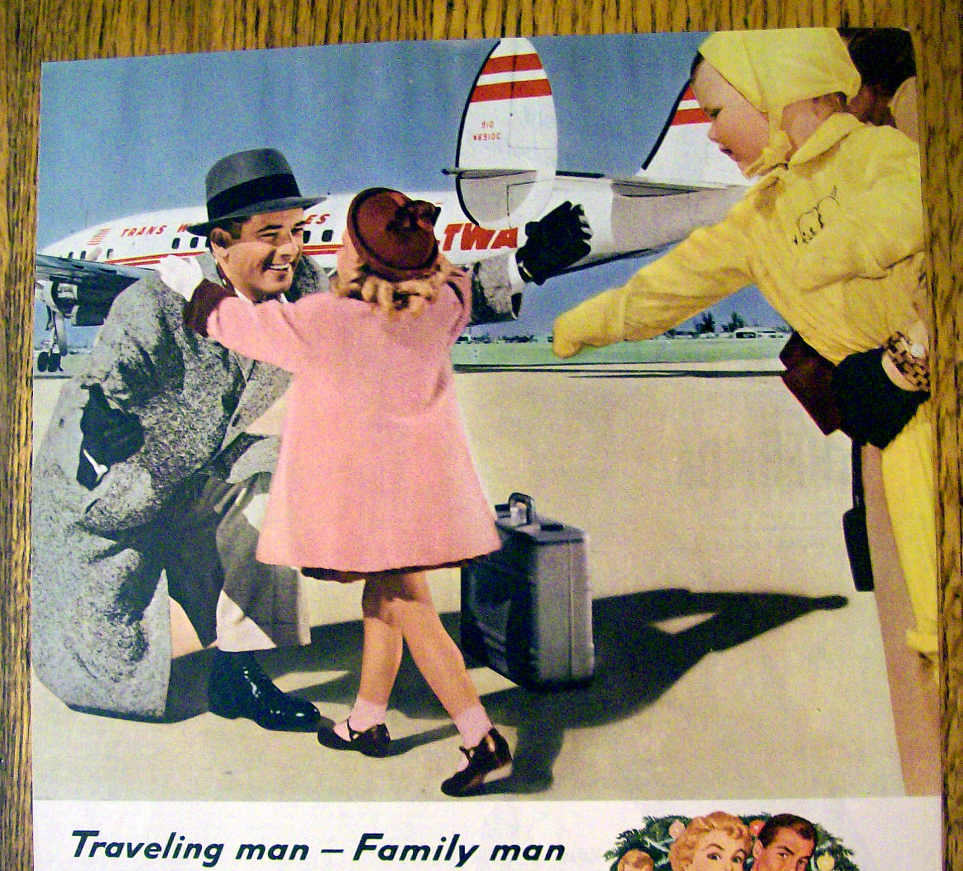 1954 Trans World Airlines TWA with Girl Welcoming Man