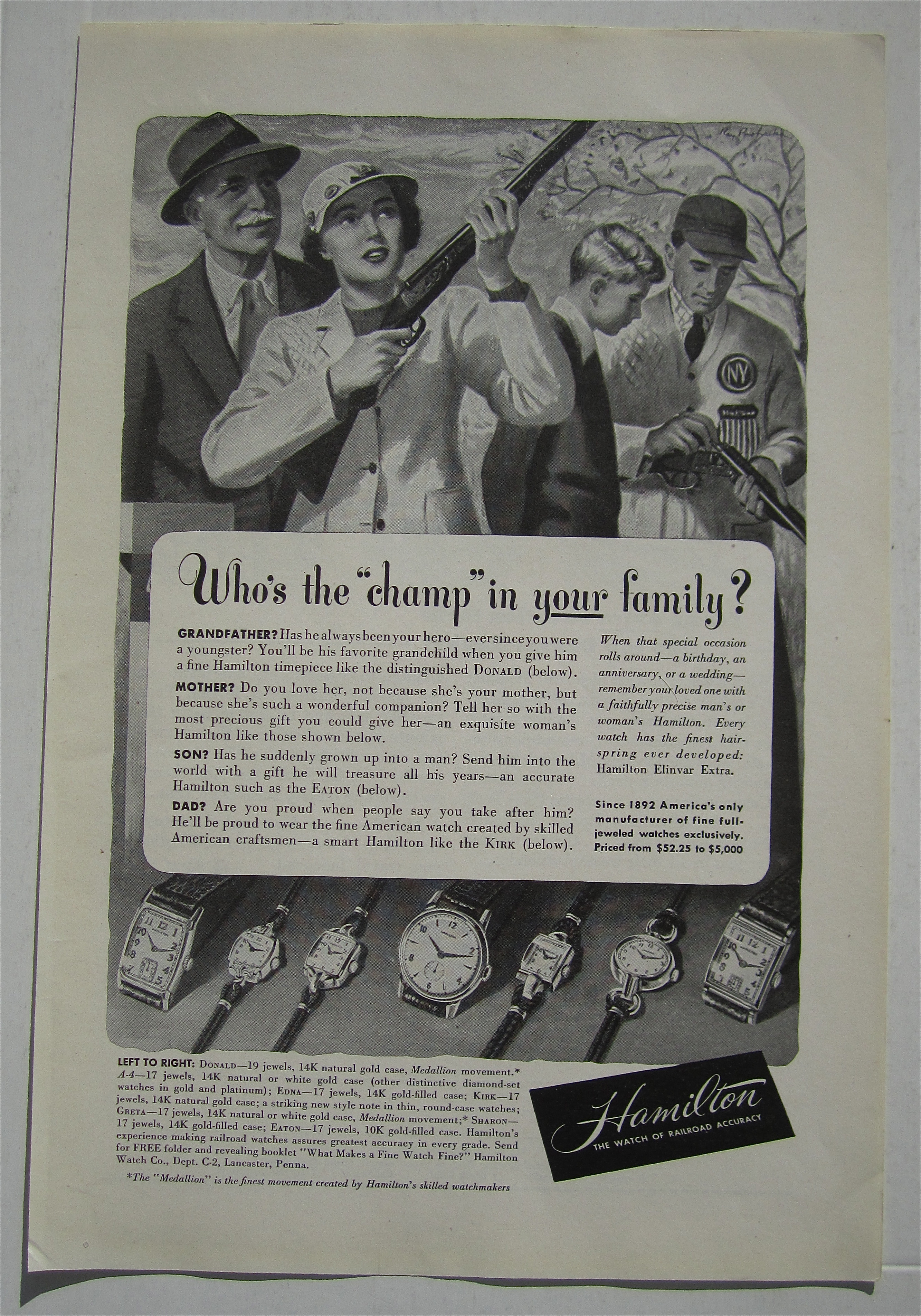 1948 Hamilton Watches with Girl Shooting with Dad