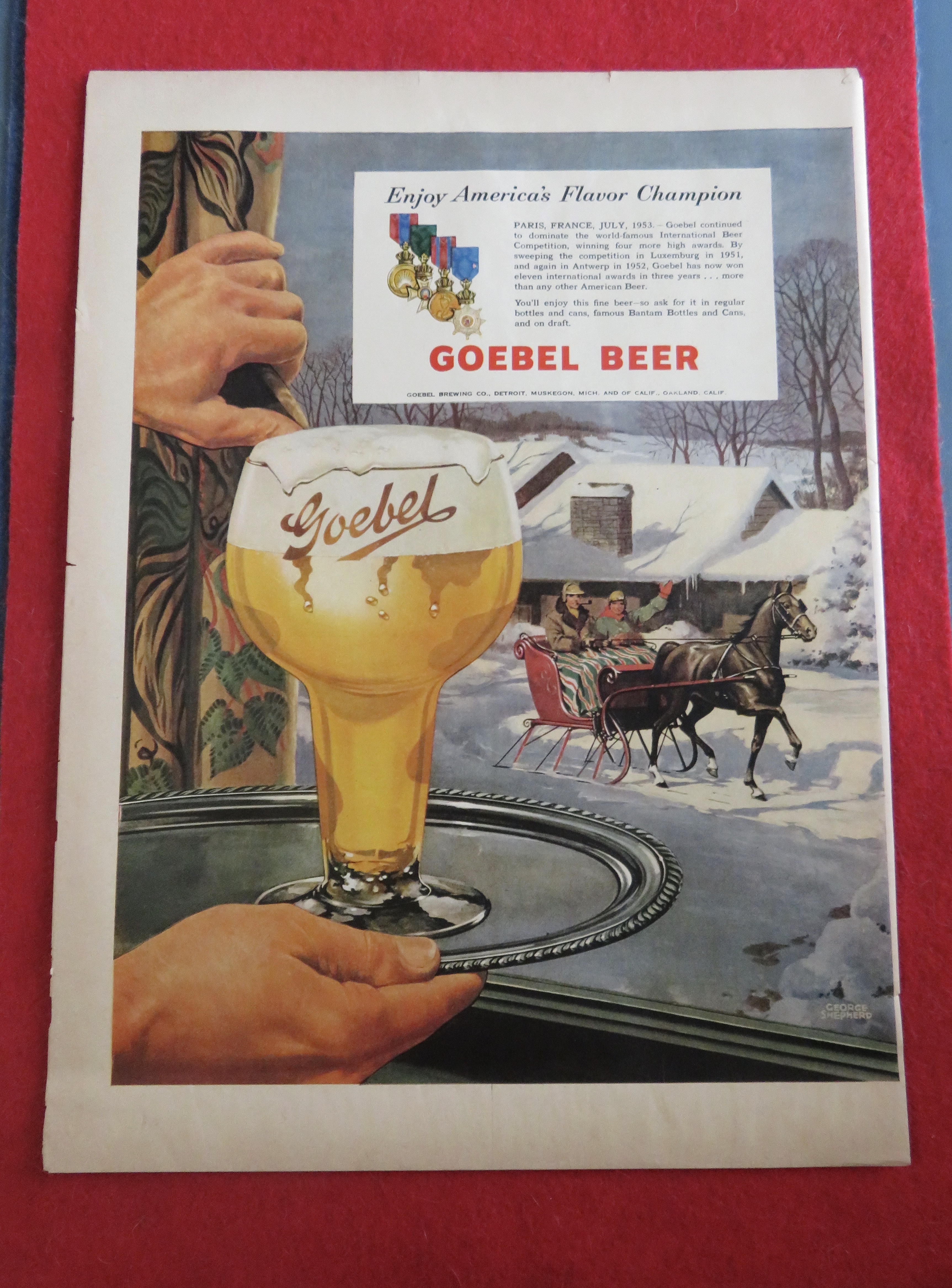 1953 Goebel Beer With A Glass Of Goebel Beer