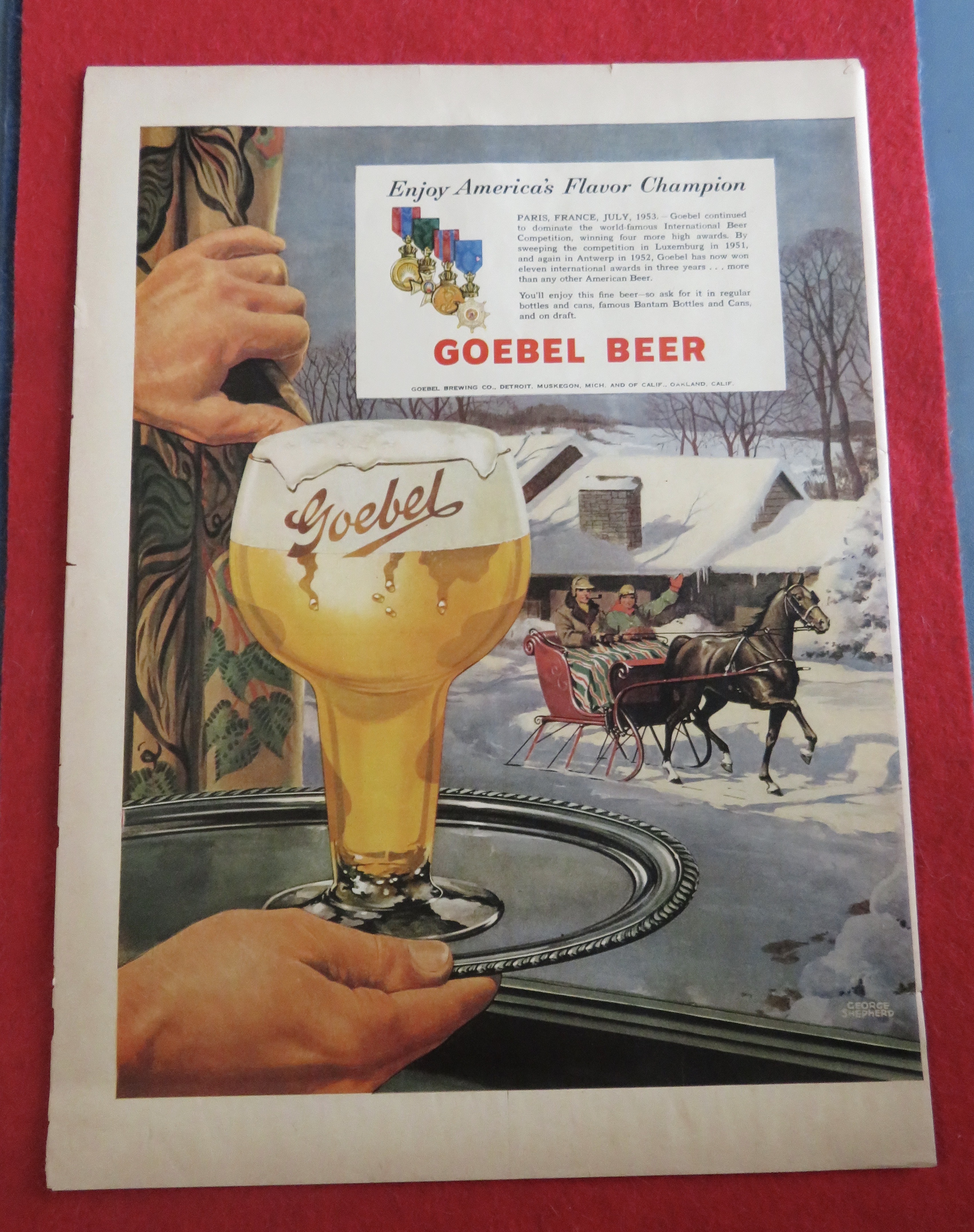 1953 Goebel Beer With A Glass Of Goebel Beer