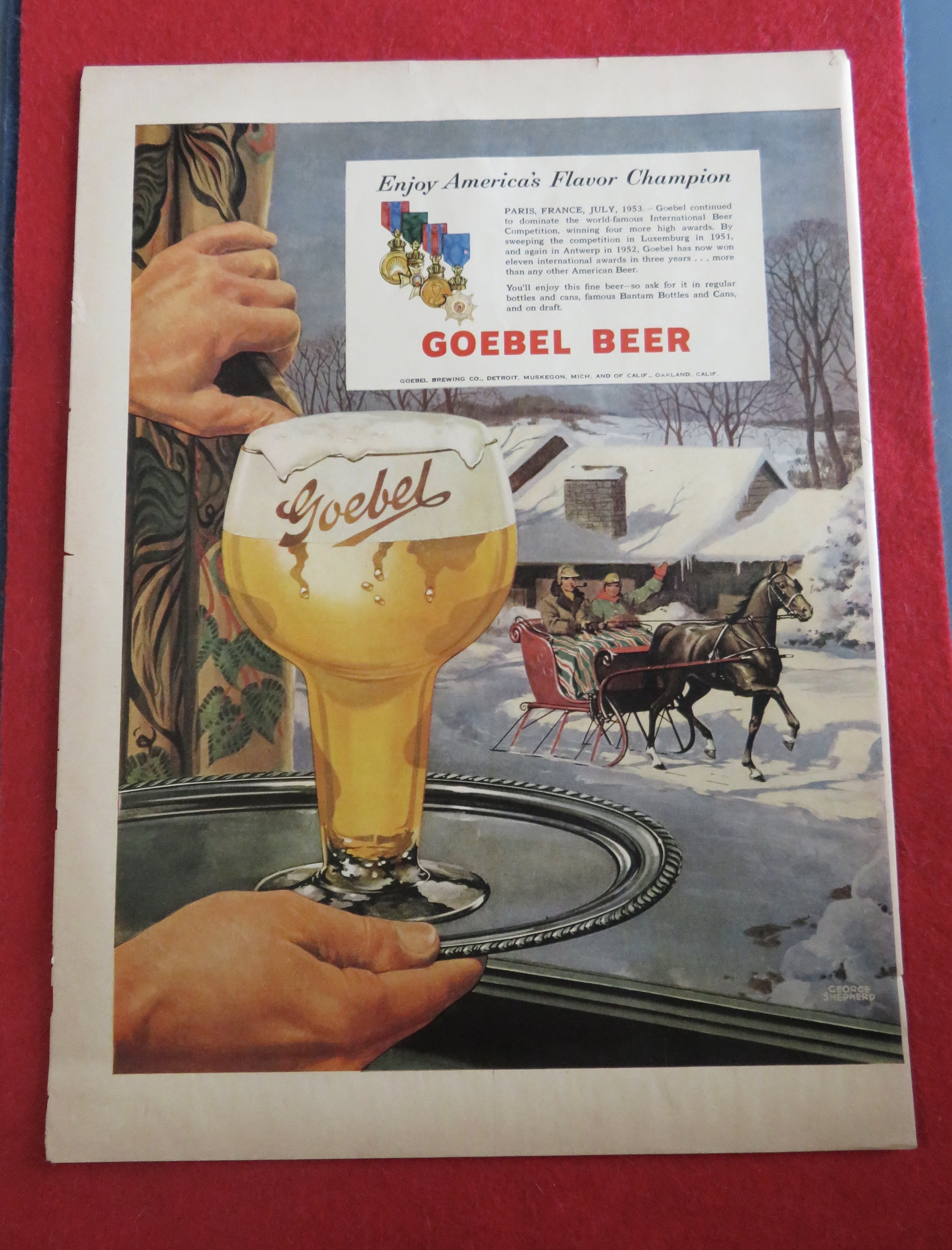 1953 Goebel Beer With A Glass Of Goebel Beer