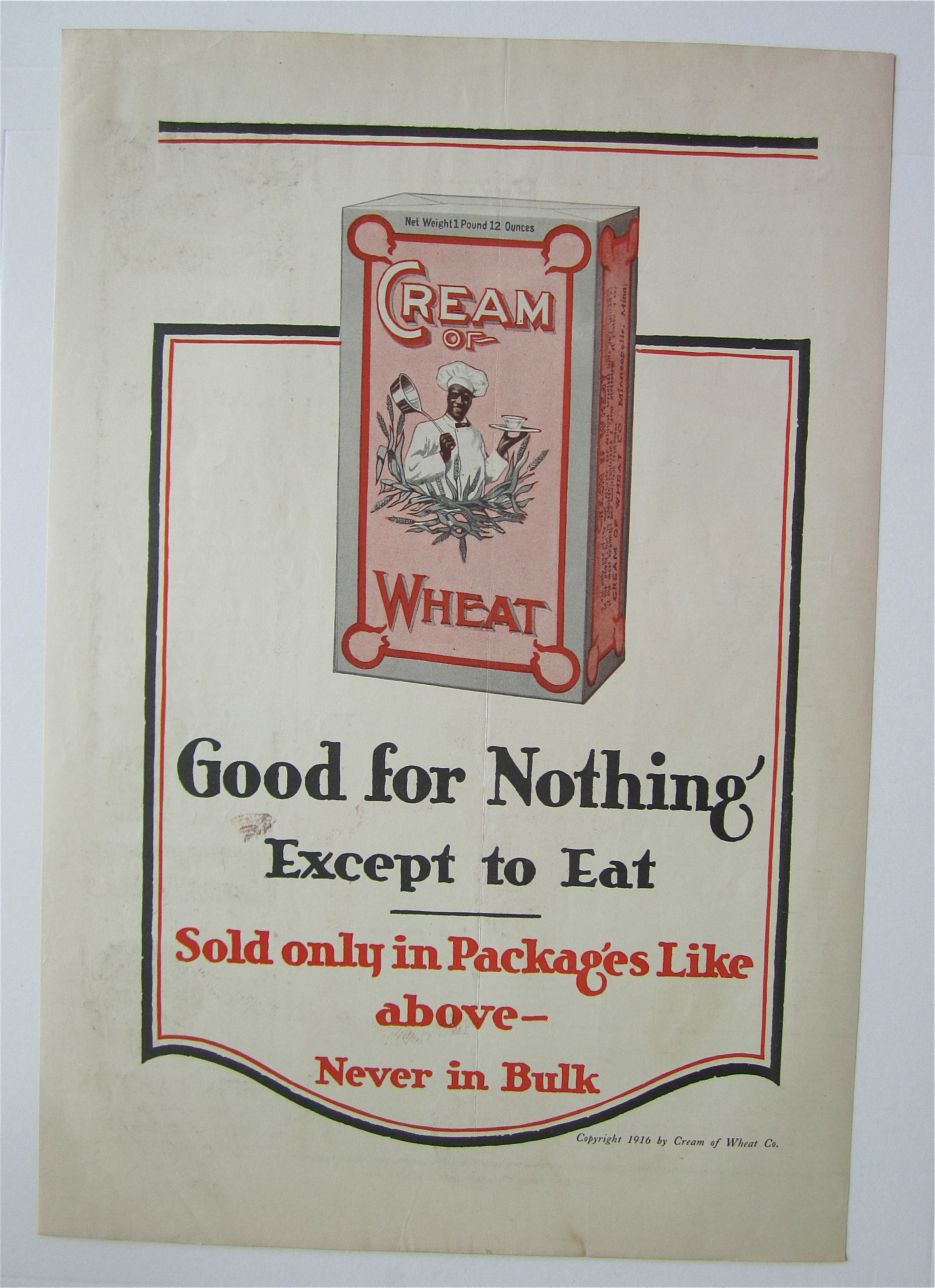1916 Cream Of Wheat Cereal with Box of Cream of Wheat