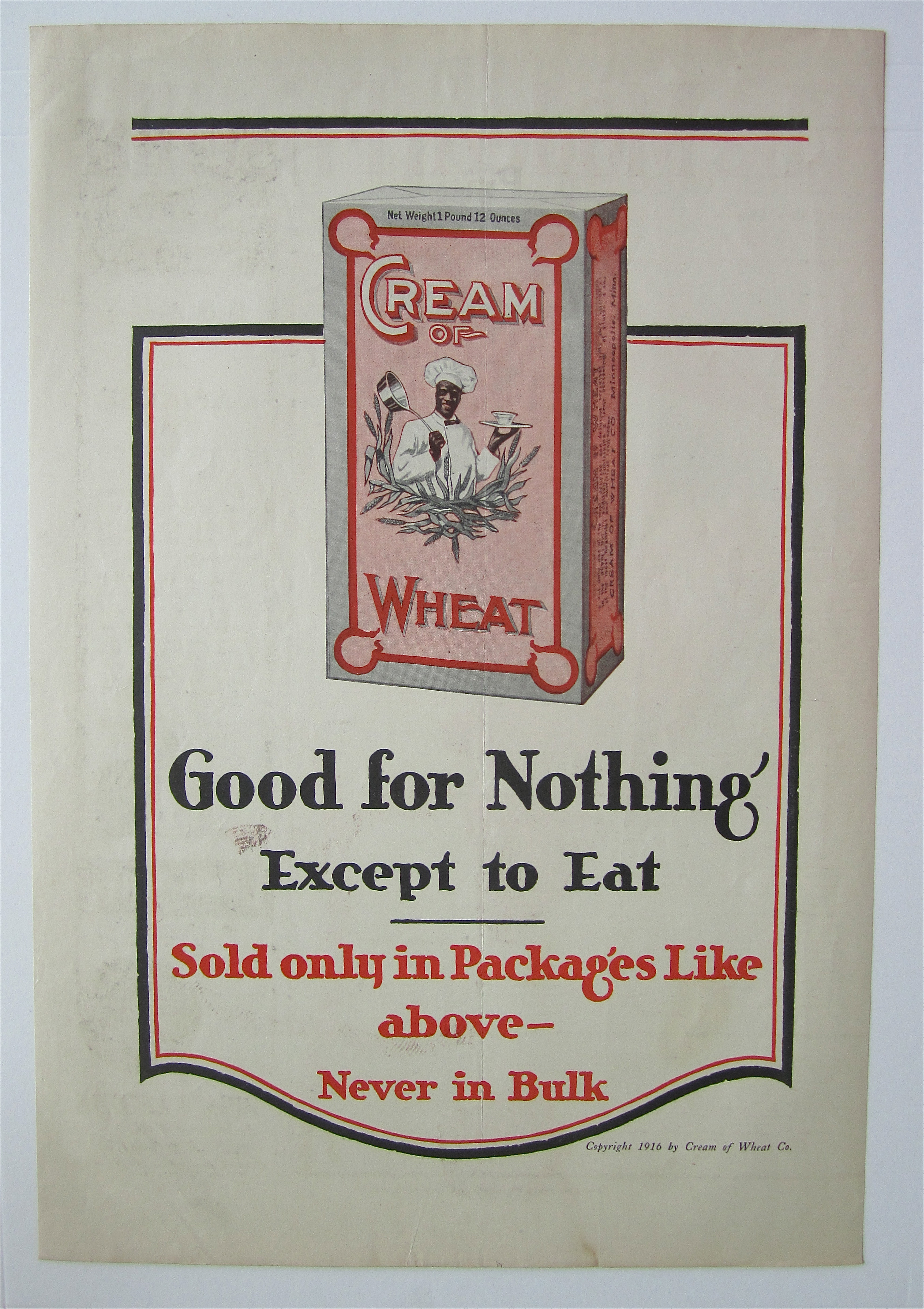 1916 Cream Of Wheat Cereal with Box of Cream of Wheat