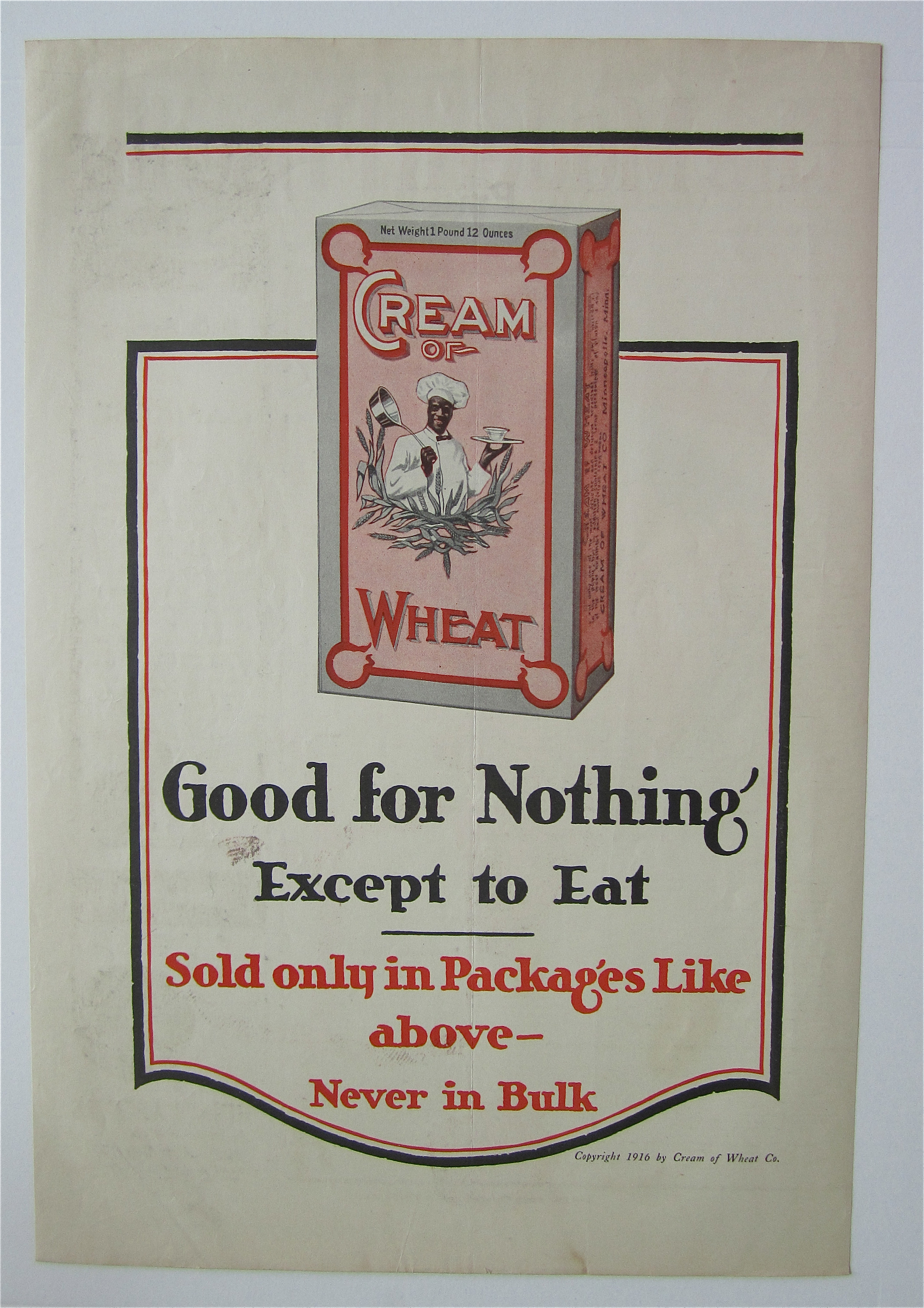 1916 Cream Of Wheat Cereal with Box of Cream of Wheat