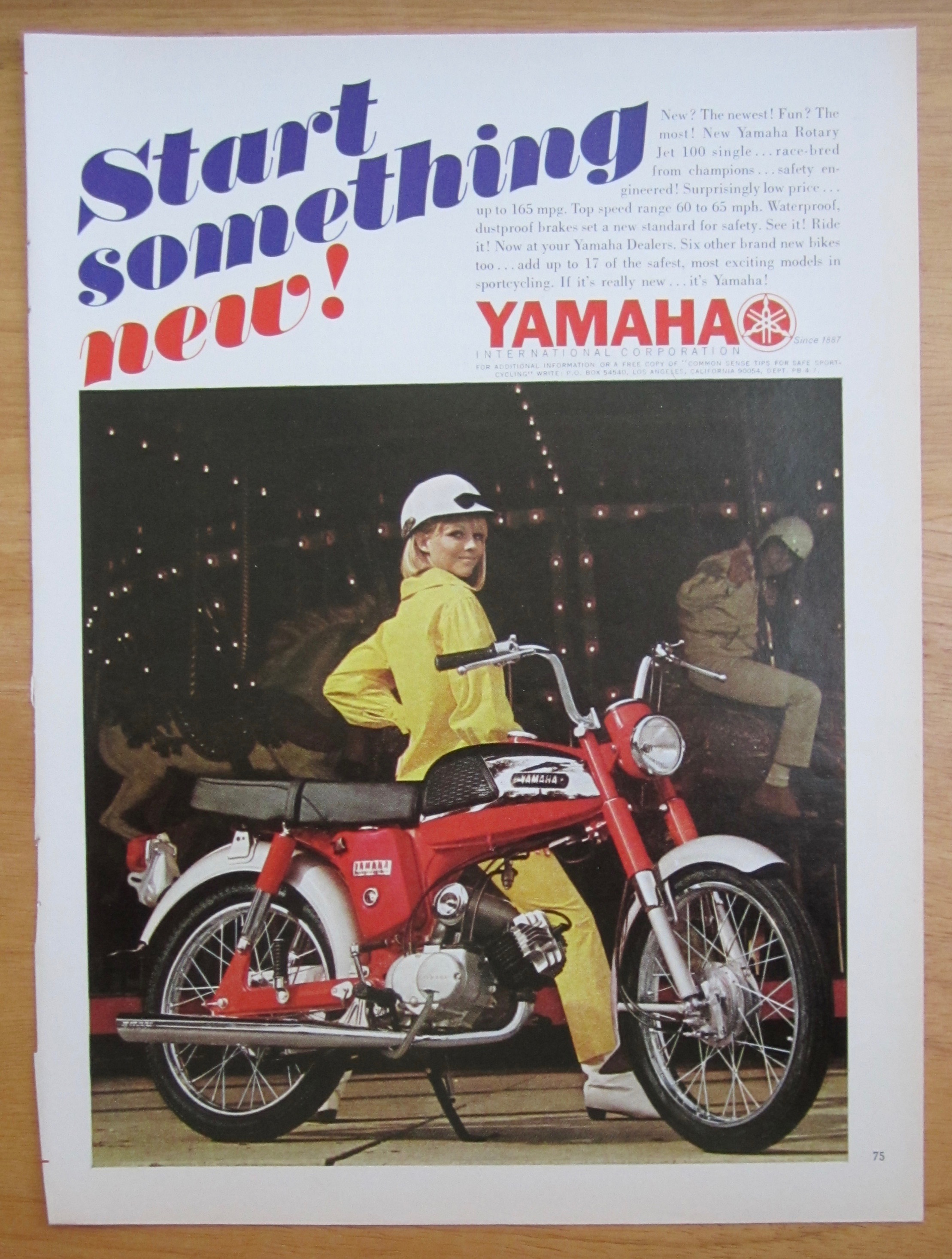 1967 Yamaha Rotary Jet 100 Single w/ Woman & the Bike