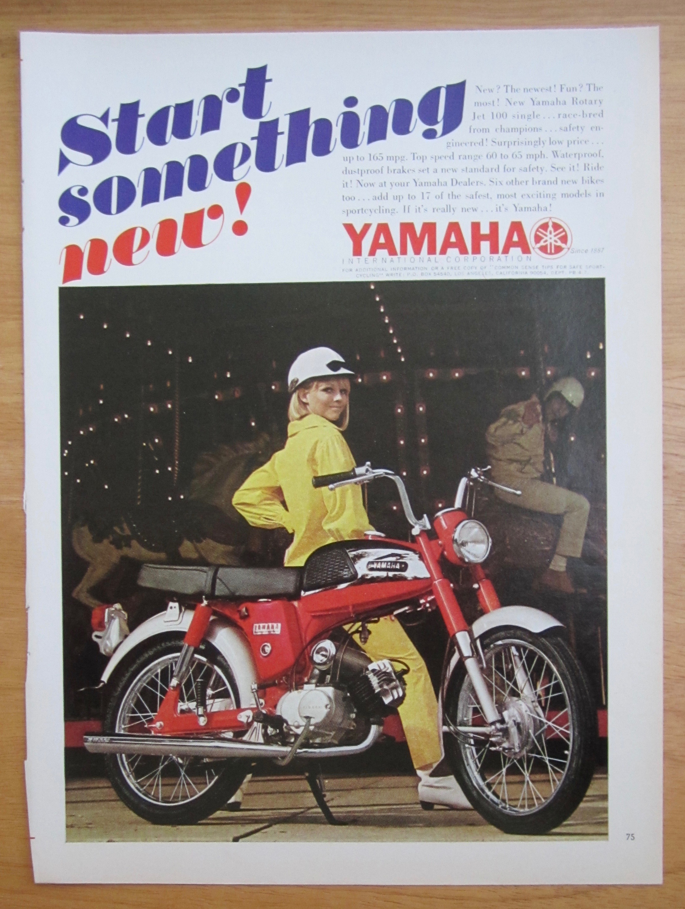 1967 Yamaha Rotary Jet 100 Single w/ Woman & the Bike