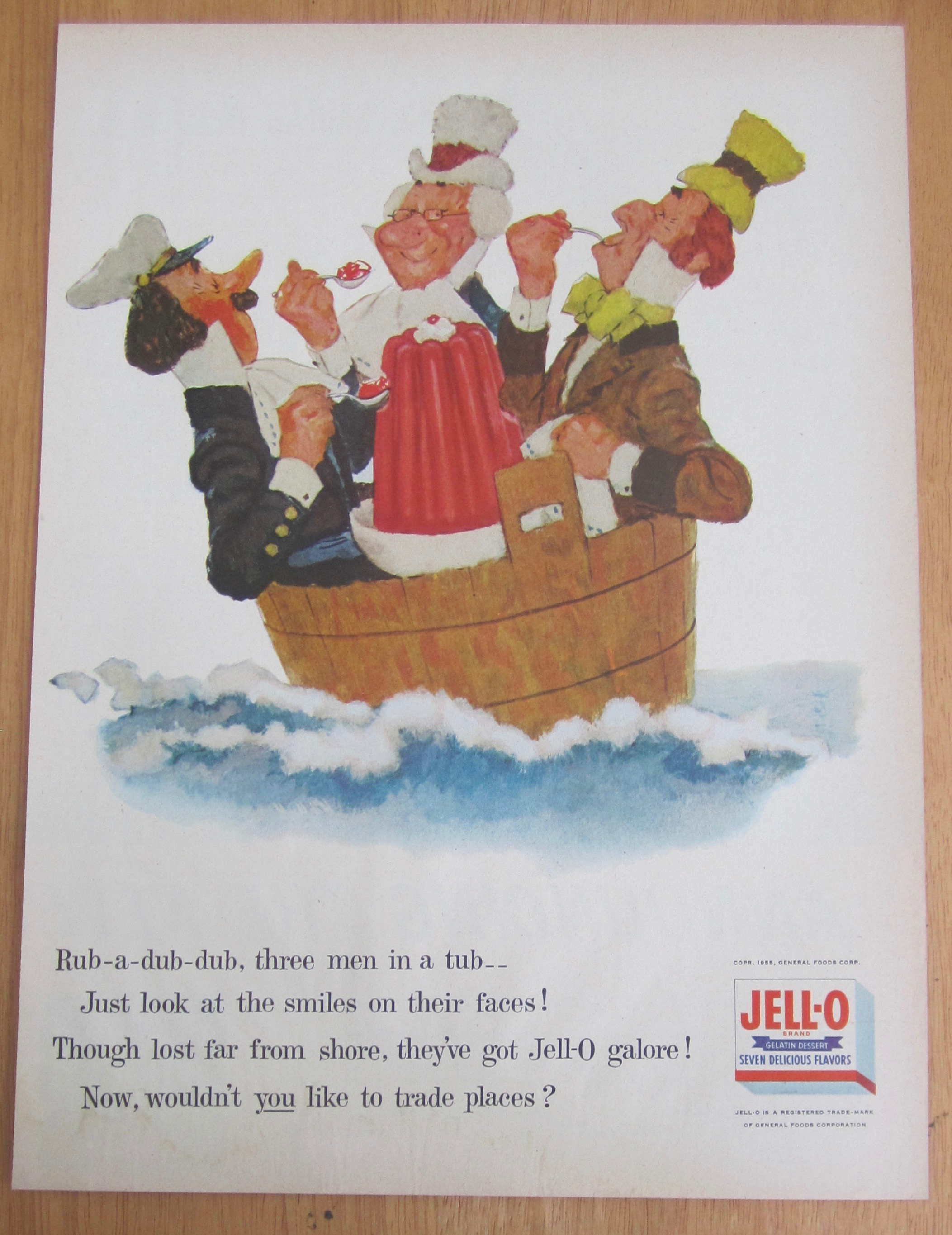 1955 Jell-O Gelatin Dessert with Three Men in a Tub