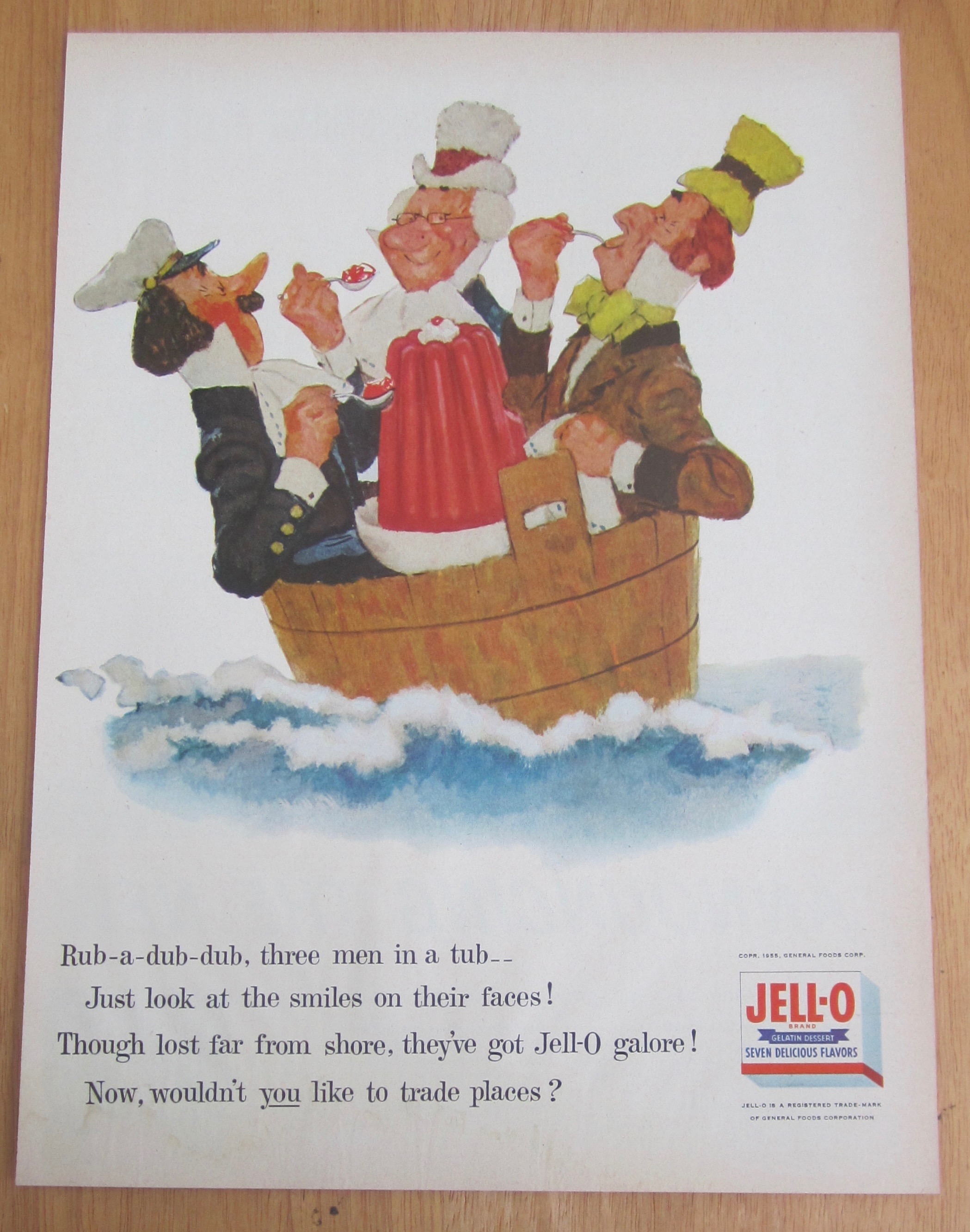 1955 Jell-O Gelatin Dessert with Three Men in a Tub