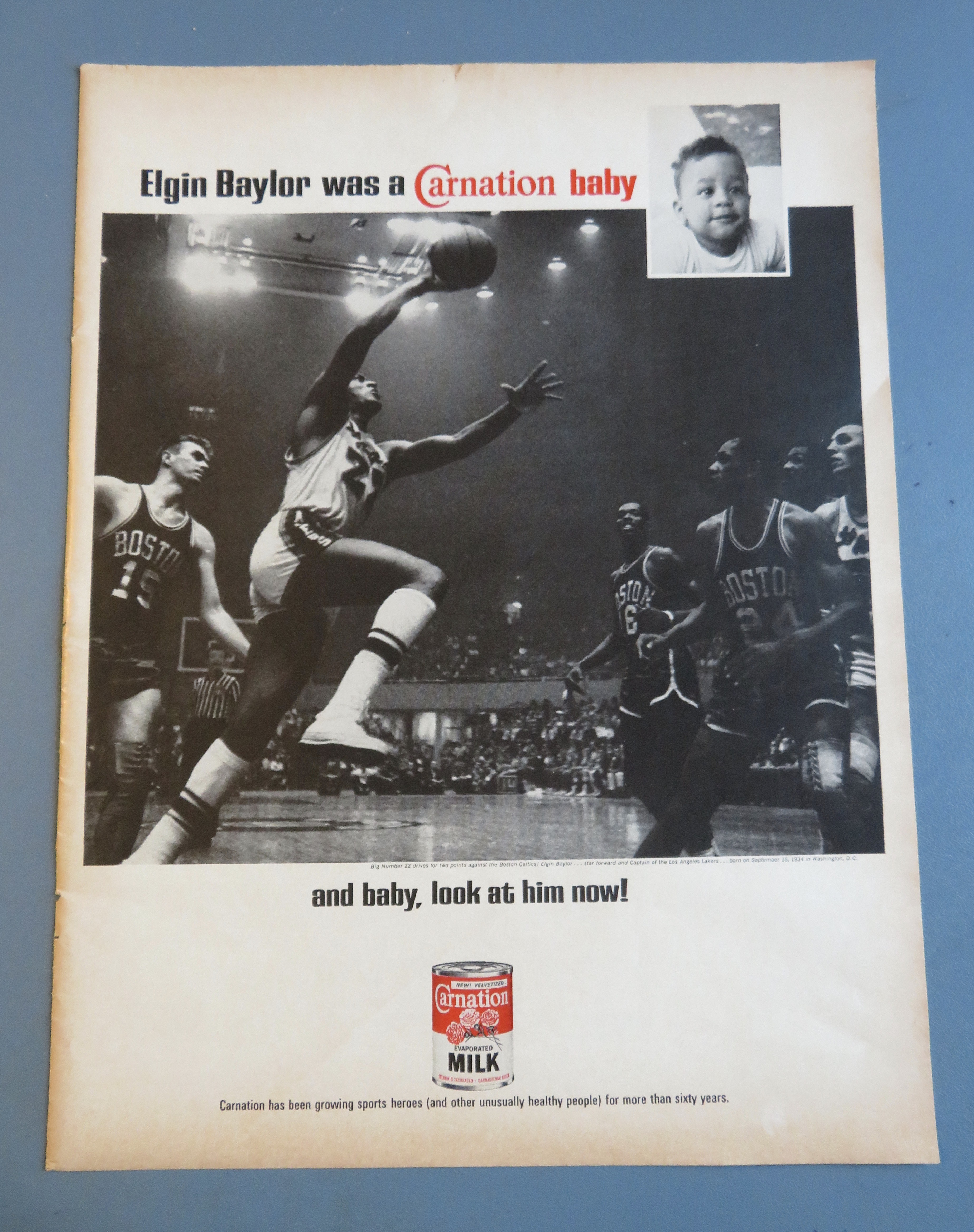 1968 Carnation Milk with Basketball's Elgin Baylor