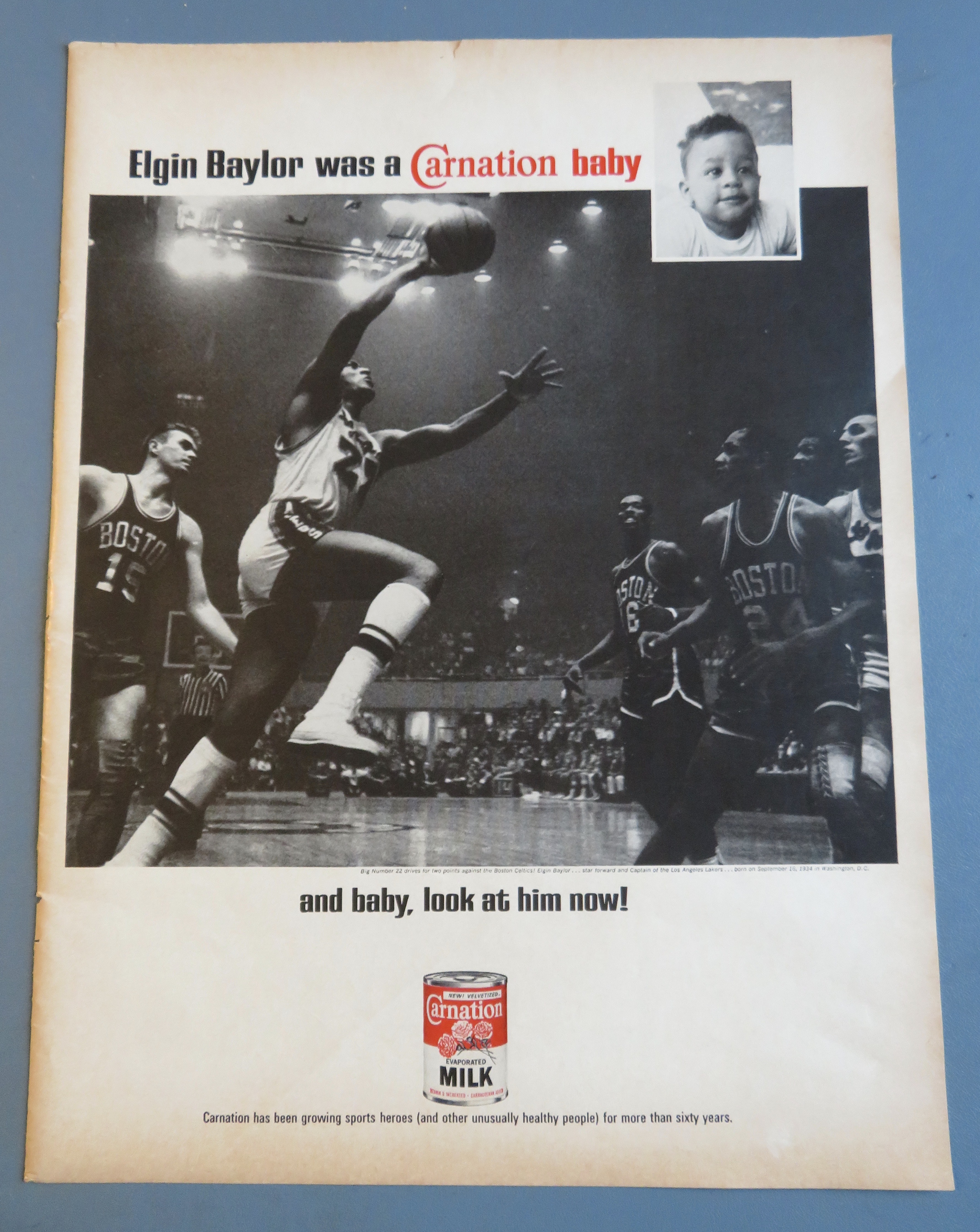 1968 Carnation Milk with Basketball's Elgin Baylor