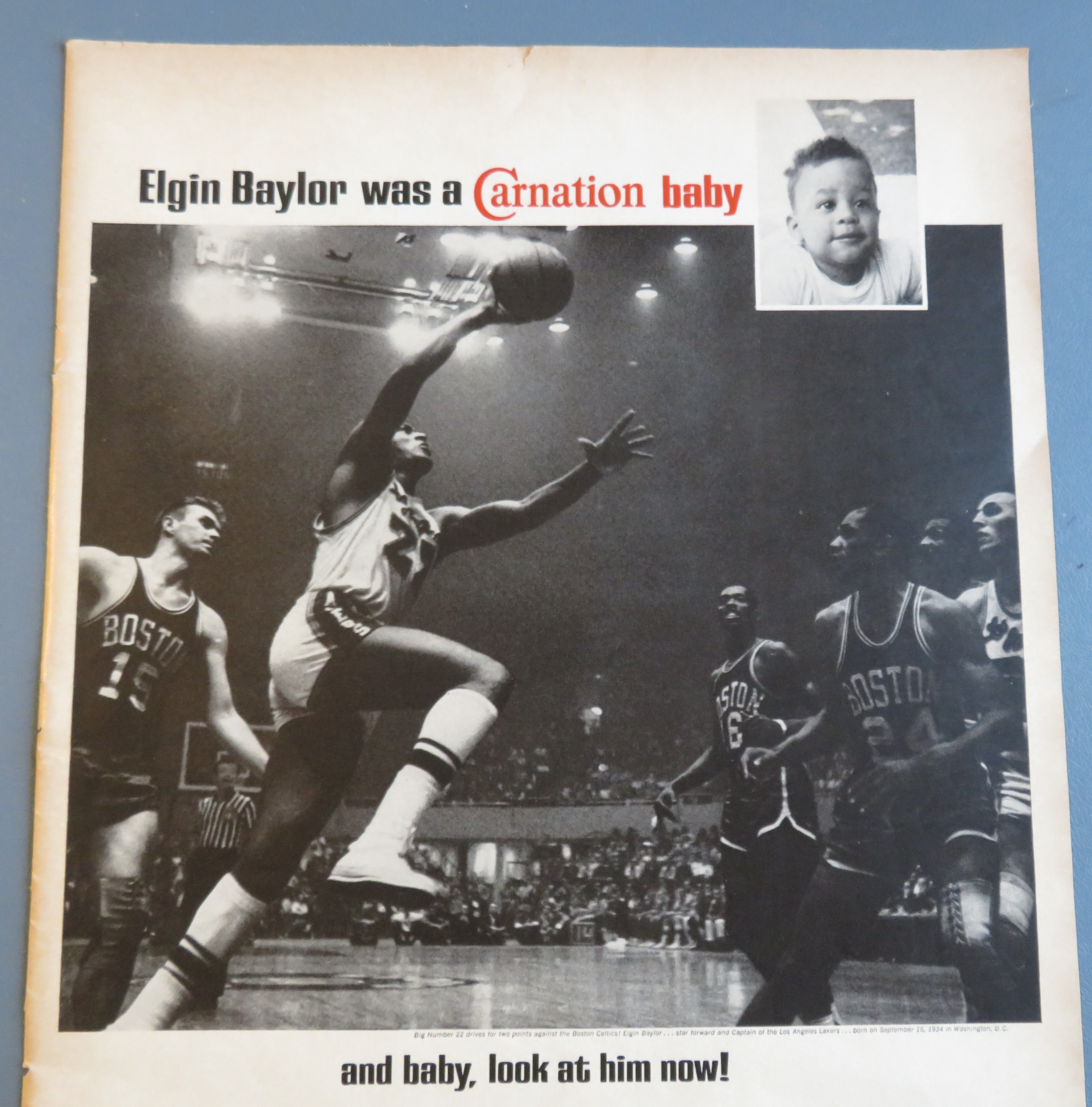 1968 Carnation Milk with Basketball's Elgin Baylor