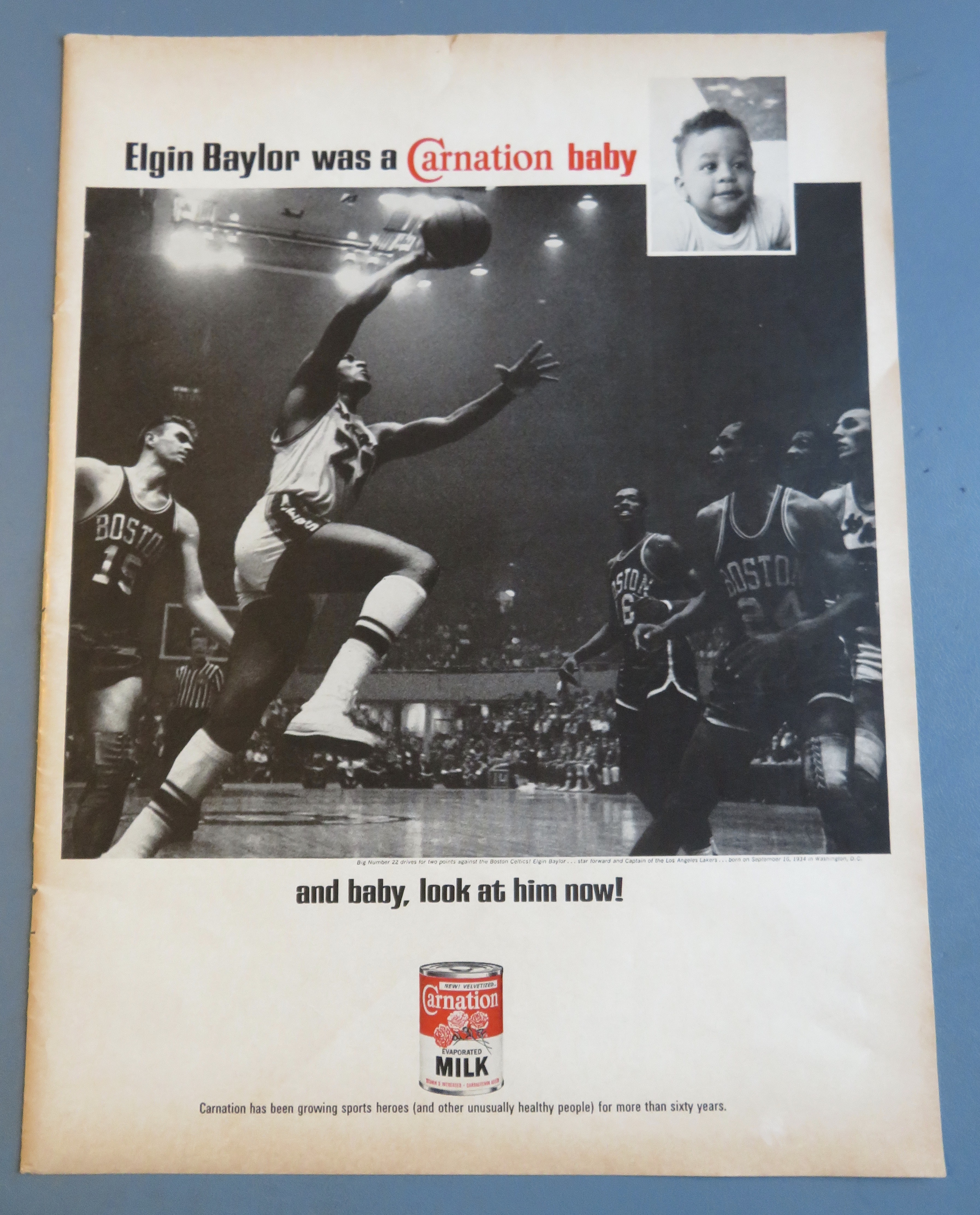 1968 Carnation Milk with Basketball's Elgin Baylor