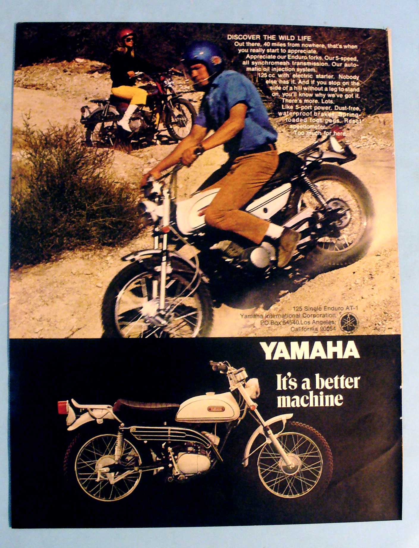 1969 Yamaha 125 Single Enduro w/ Man on Bike