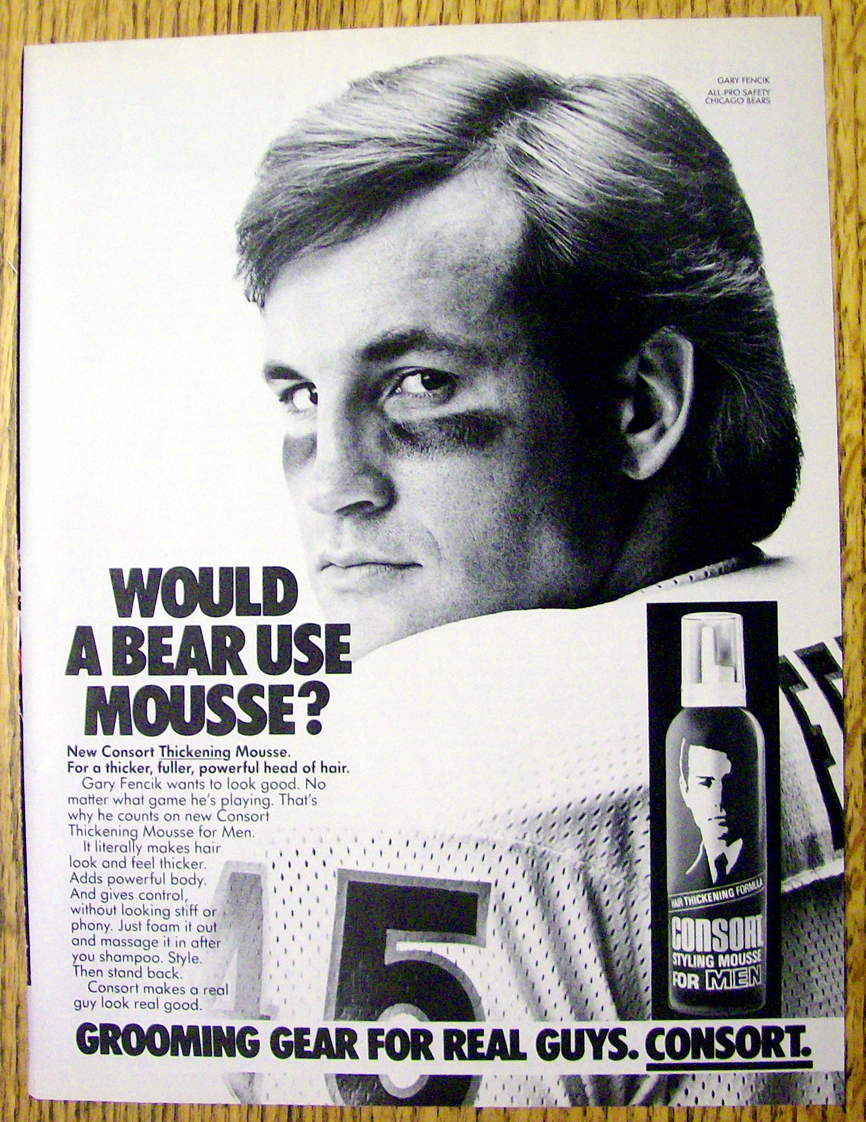 1985 Consort Hair Spray with Chicago Bears Gary Fencik