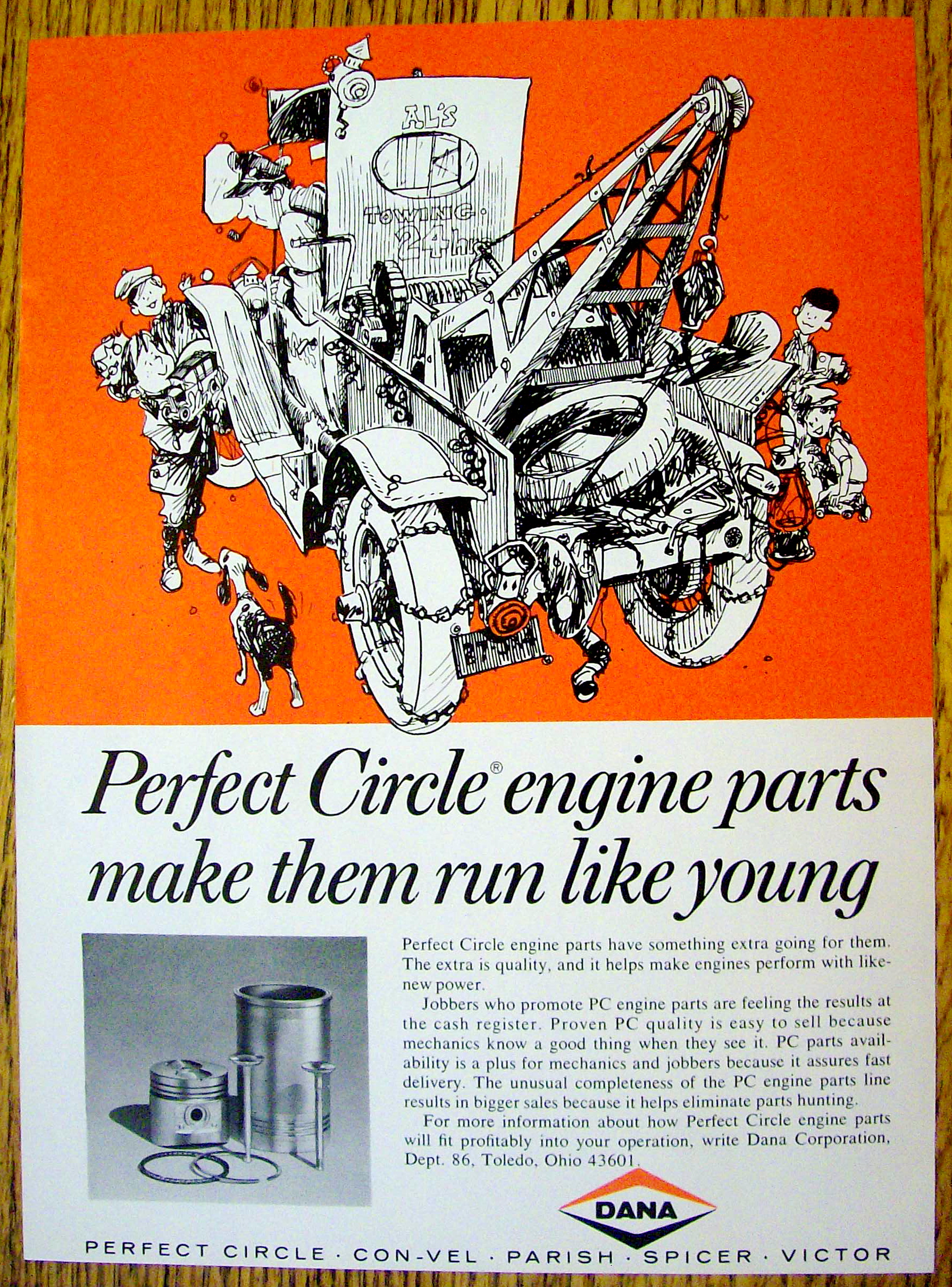 1968 Perfect Circle Engine Parts with Tow Truck