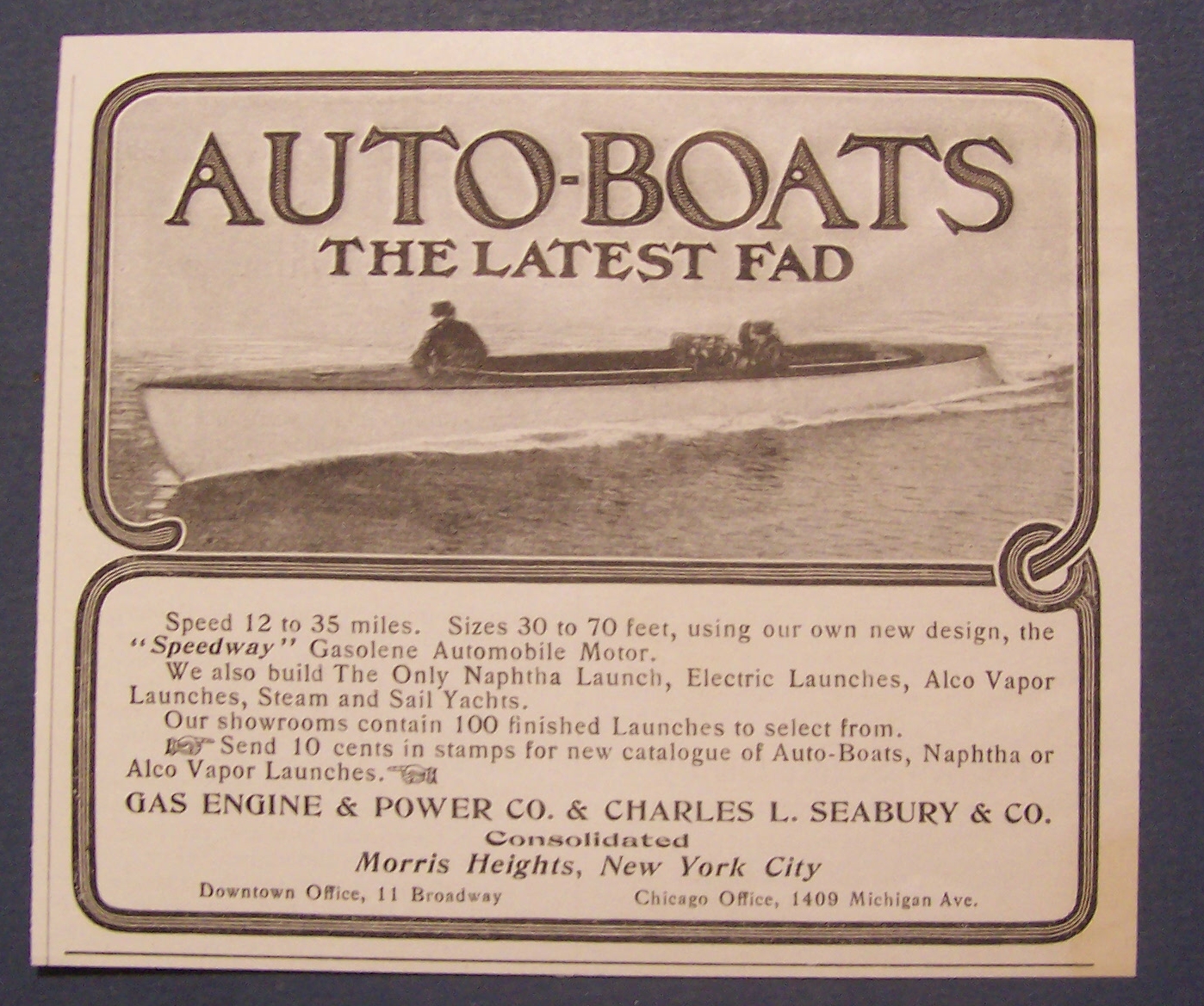 Vintage Ad: 1904  Auto - Boats