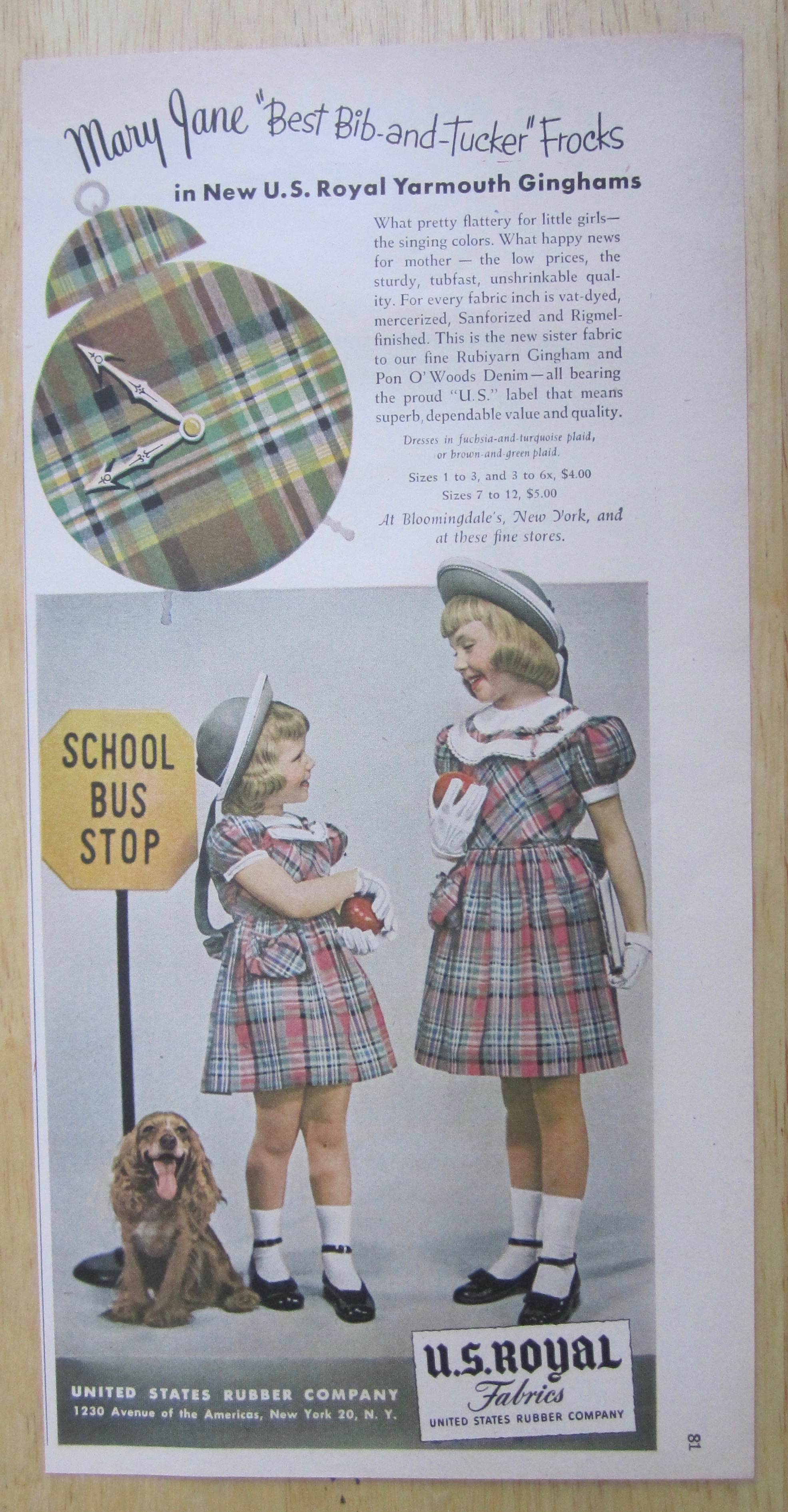 1950 U.S. Royal Fabrics with 2 Little Girls