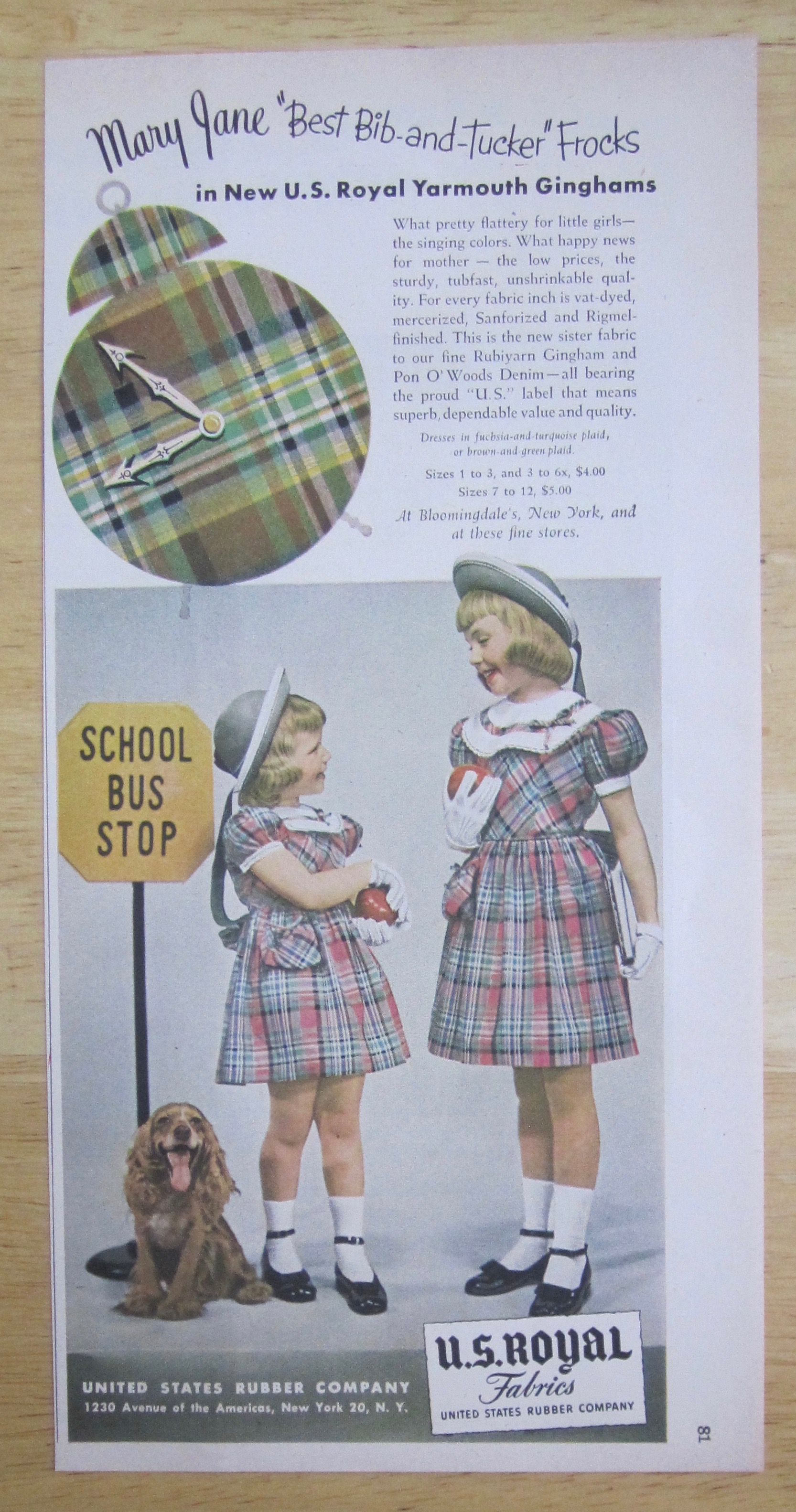1950 U.S. Royal Fabrics with 2 Little Girls
