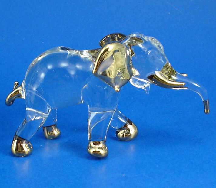 Klima Blown Glass Gold Trim Elephant