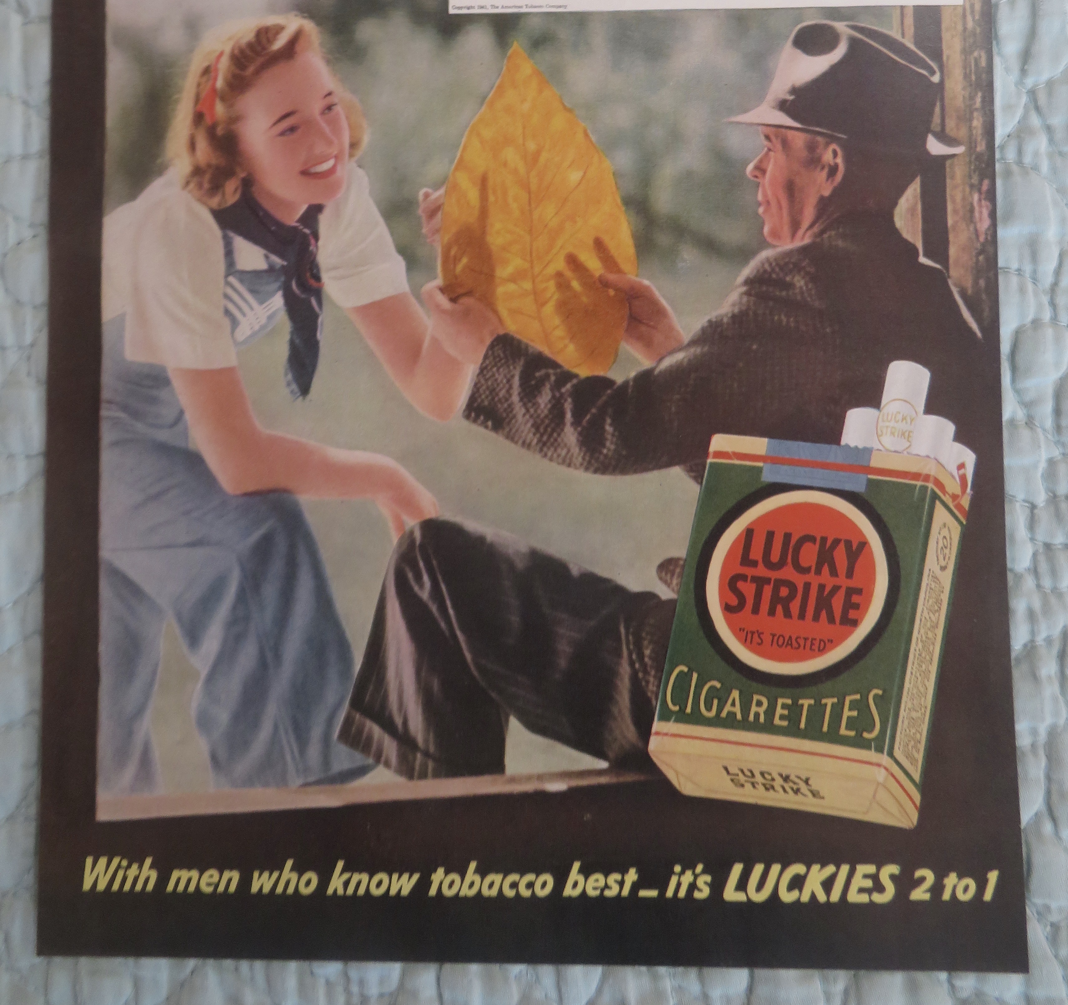 1941 Lucky Strike Cigarettes with Man & Woman & Leaf
